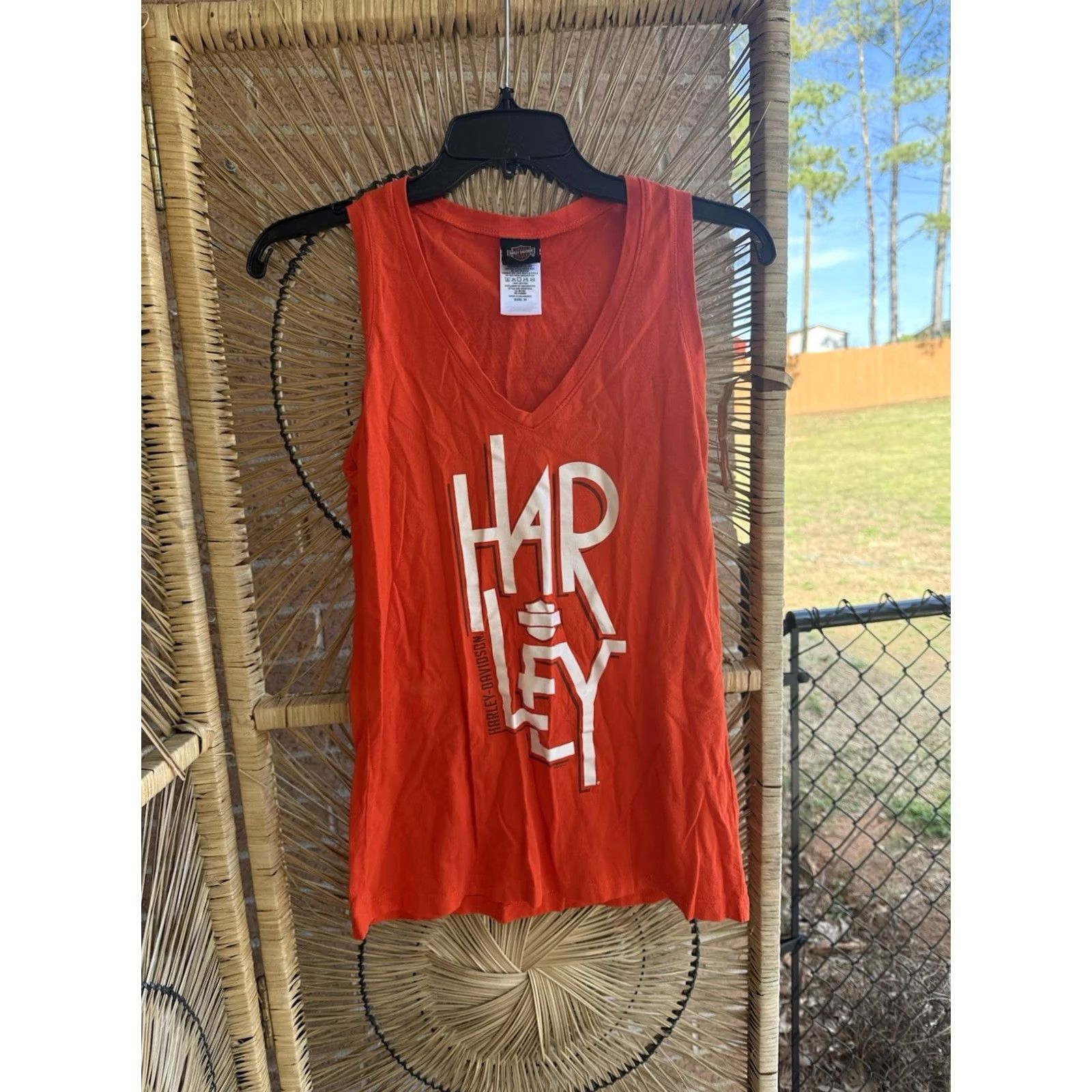 Harley Davidson Harley-Davidson Women's Orange Sleeveless V-Neck Tank Top Logo Graphic M Size M / US 6-8 / IT 42-44 - 2 Thumbnail