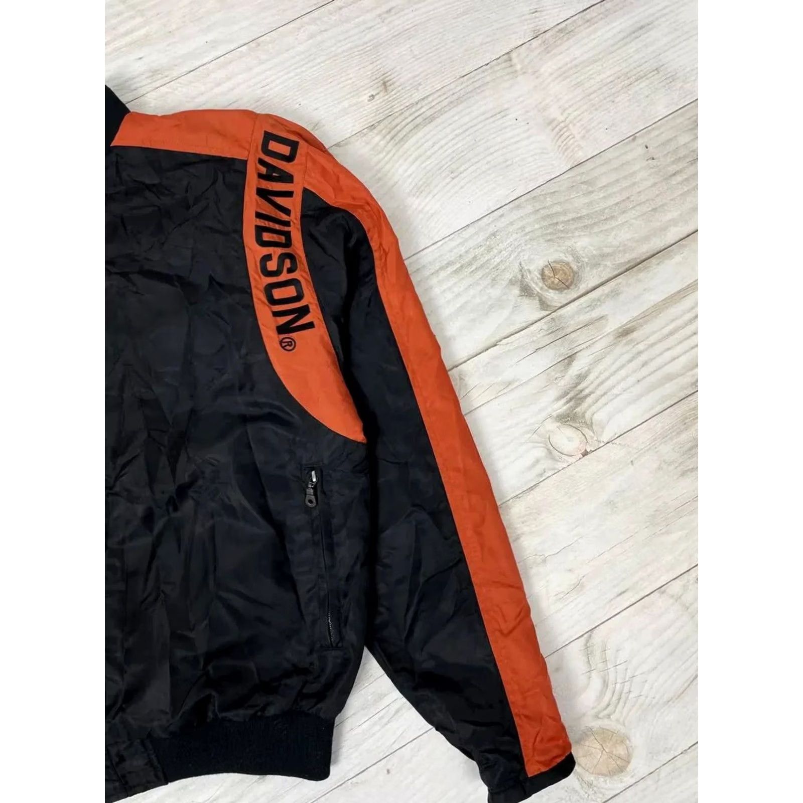 Harley Davidson VINTAGE Harley-Davidson Bomber Jacket Mens M Black 90s Motorcycle Racing Logo Nylon Lining Polyester Jacket Size US M / EU 48-50 / 2 - 5 Thumbnail