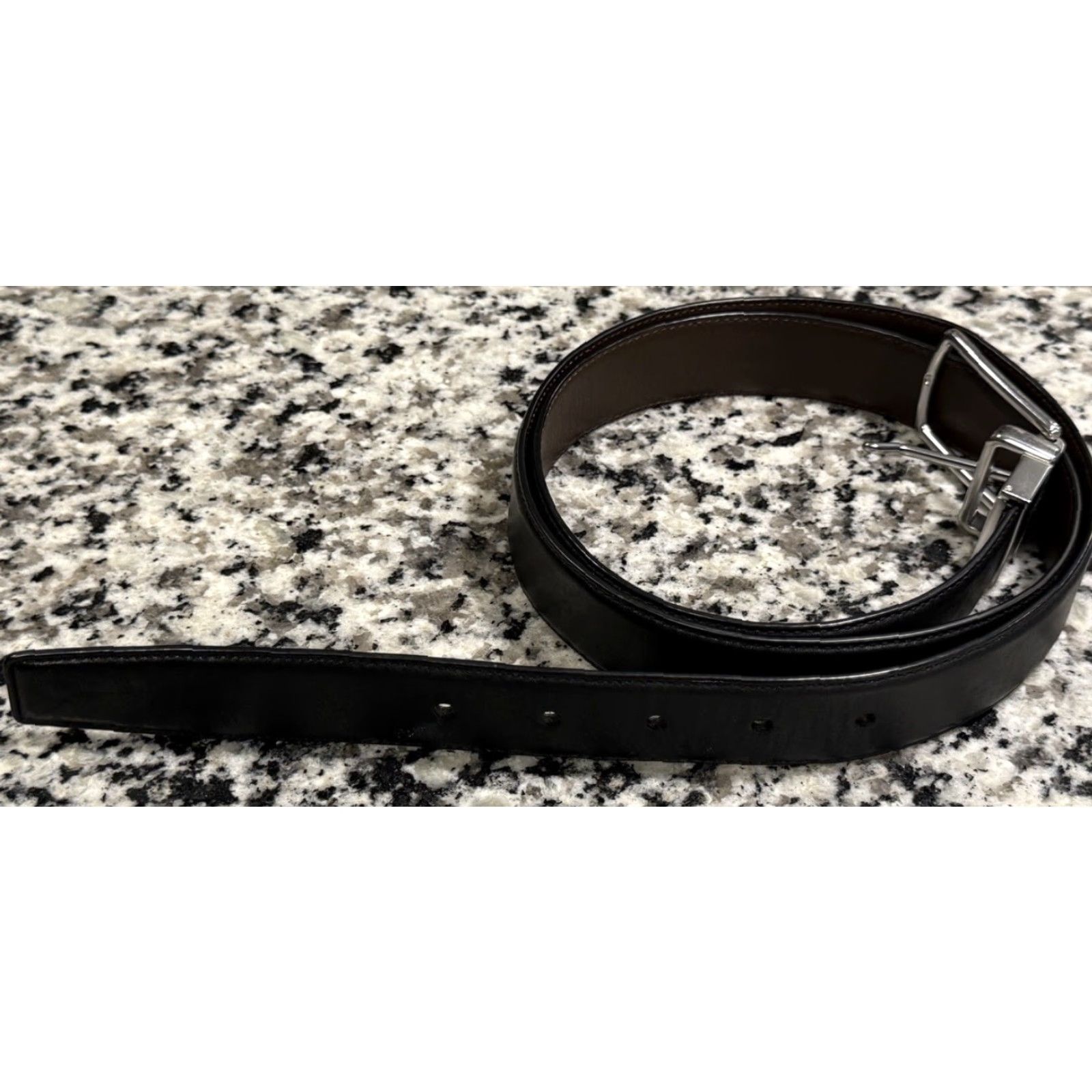 Coach Coach Belt Men 42" Reversible Leather Nickel Buckle Black Brown Signature Logo Canvas Side Dress Golf Casual Mens Size 42 - 2 Thumbnail