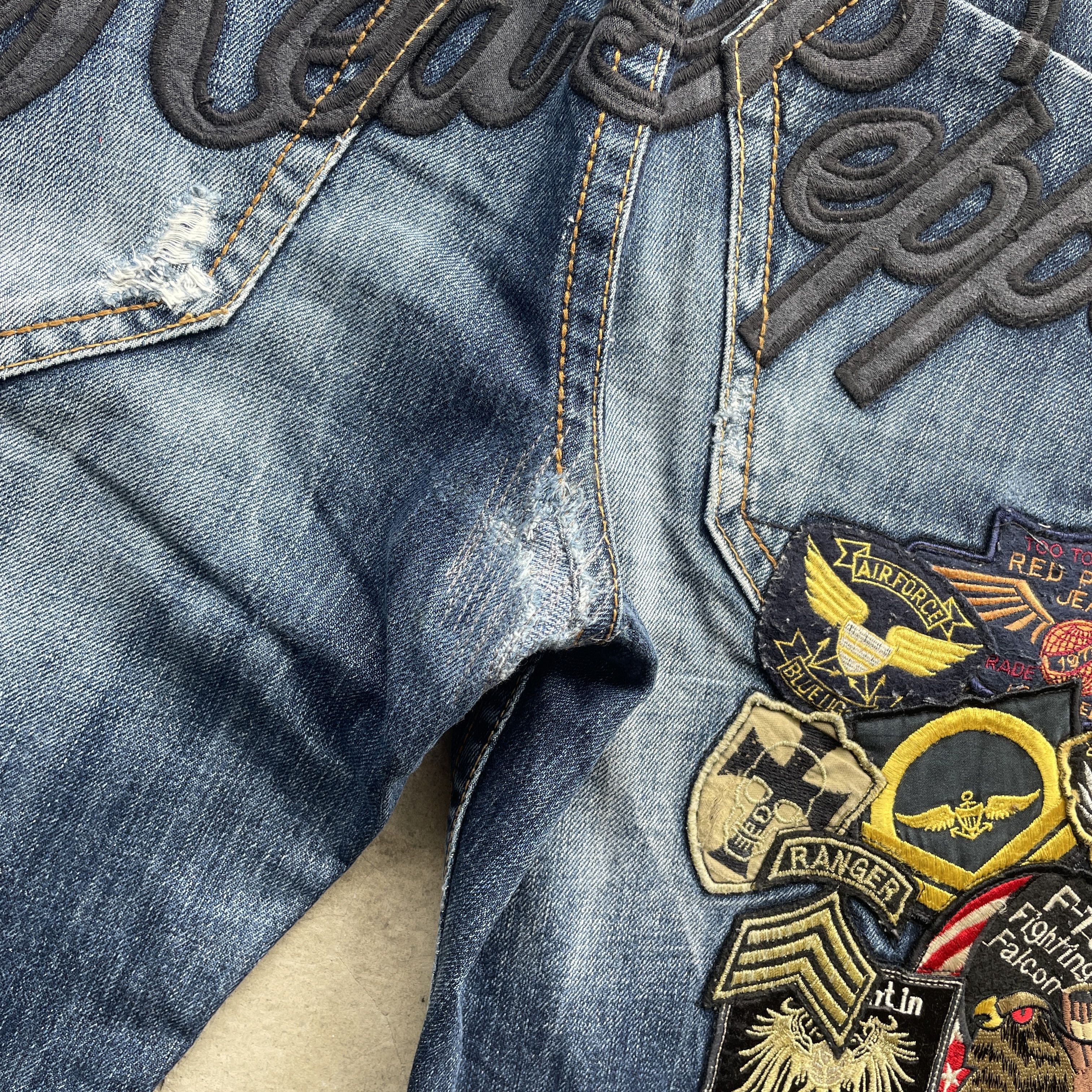 Japanese Brand × Jean VINTAGE JAPAN JEANS FADED PATCH EMBROIDERY DENIM PANTS Size US 33 - 9 Thumbnail
