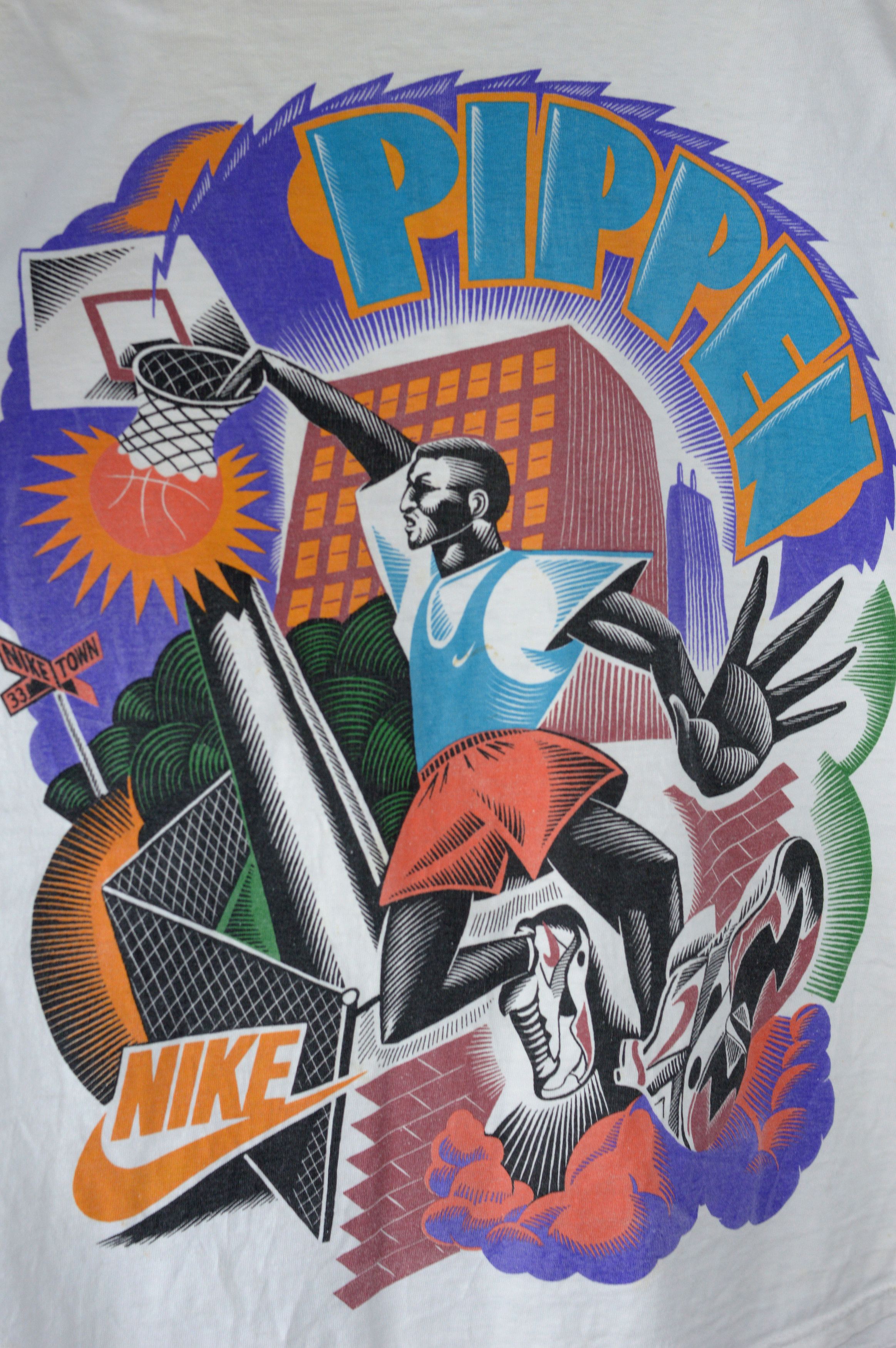 Vintage Vintage Nike Pippen Hoop Heroes by Chris Gall 90s t shirt Size US L / EU 52-54 / 3 - 3 Thumbnail