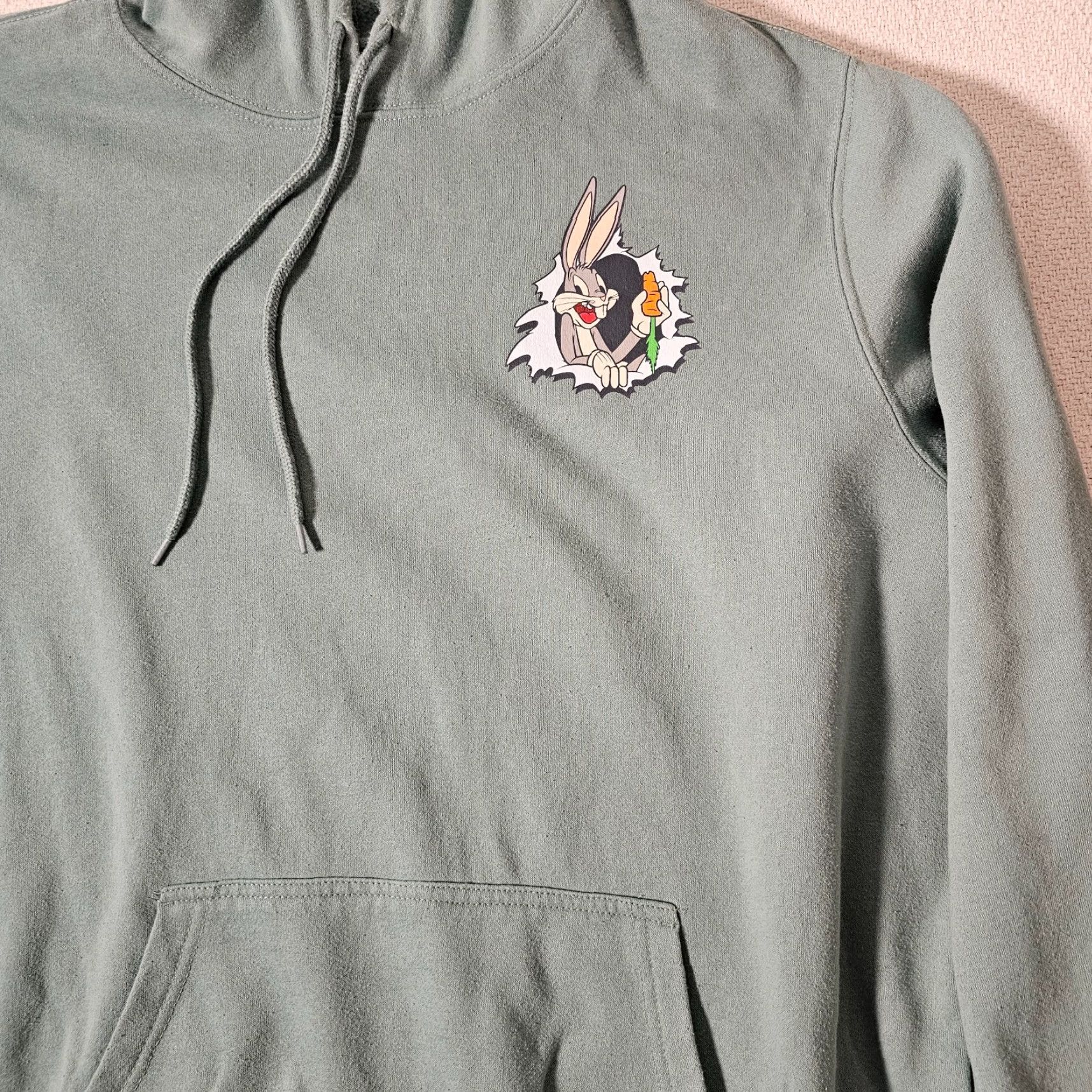 Vintage Looney Tunes What's Up Doc Bugs Bunny Fleece Sweatshirt Hoodie Men's XL Green Size US XL / EU 56 / 4 - 3 Thumbnail