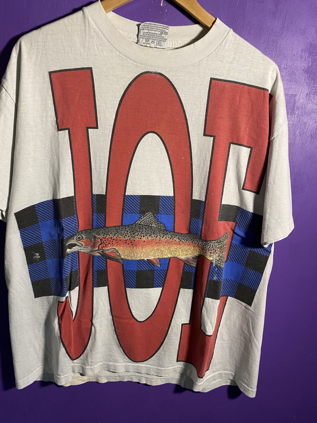 Joe Boxer Vintage 90s Joe Boxer rainbow trout AOP t-shirt Size US XL / EU 56 / 4 - 3 Thumbnail
