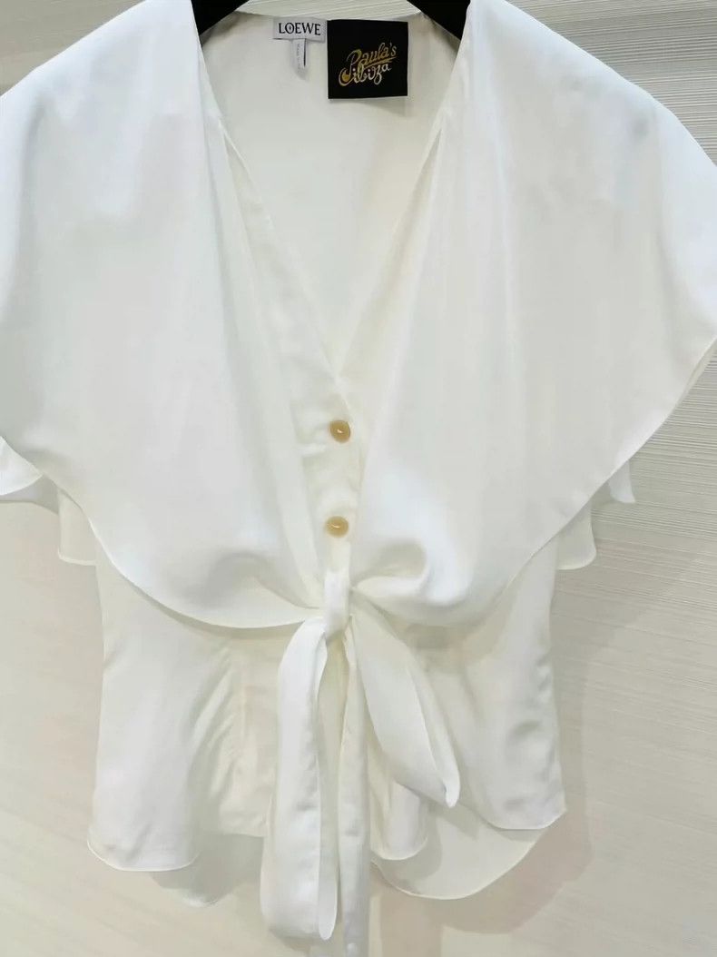 Loewe LOEWE White silk shirt top Size S / US 4 / IT 40 - 5 Thumbnail