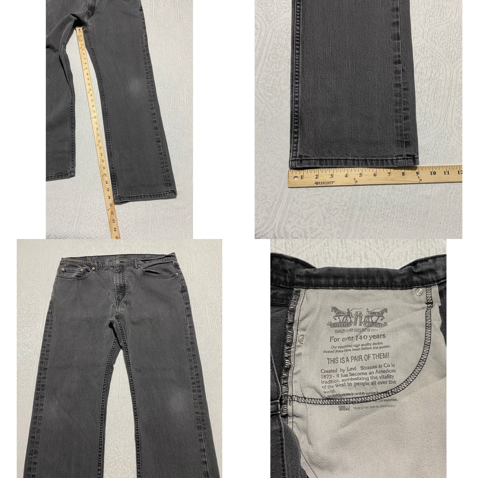 Levi's Levi's 559 Jeans Relaxed Straight Black Denim 38×32 Men 5-Pocket Logo Mens Size US 38 / EU 54 - 8 Thumbnail