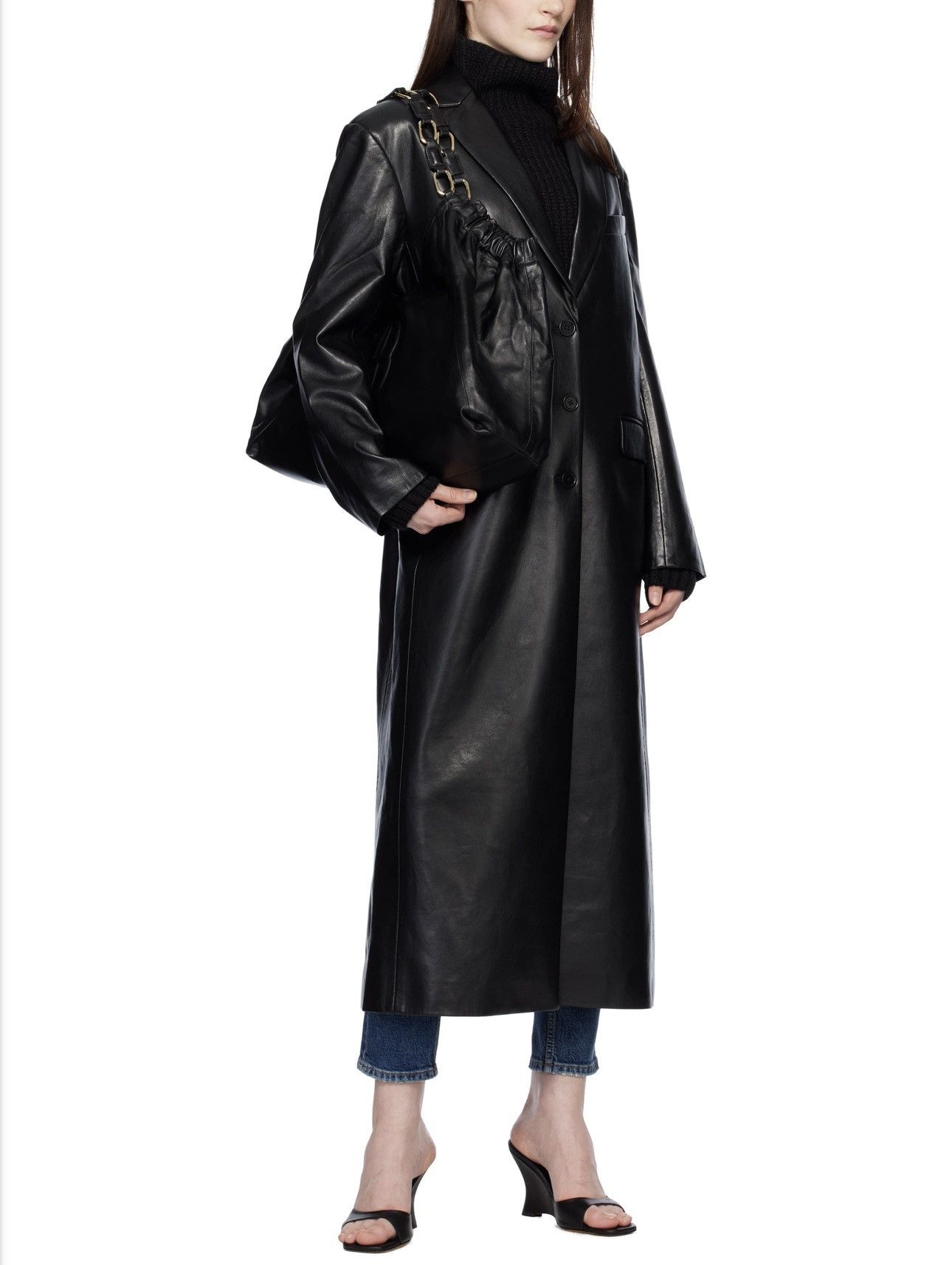 Anine Bing Anine Bing New Long Leather coat, black, size L Size L / US 10 / IT 46 - 4 Thumbnail
