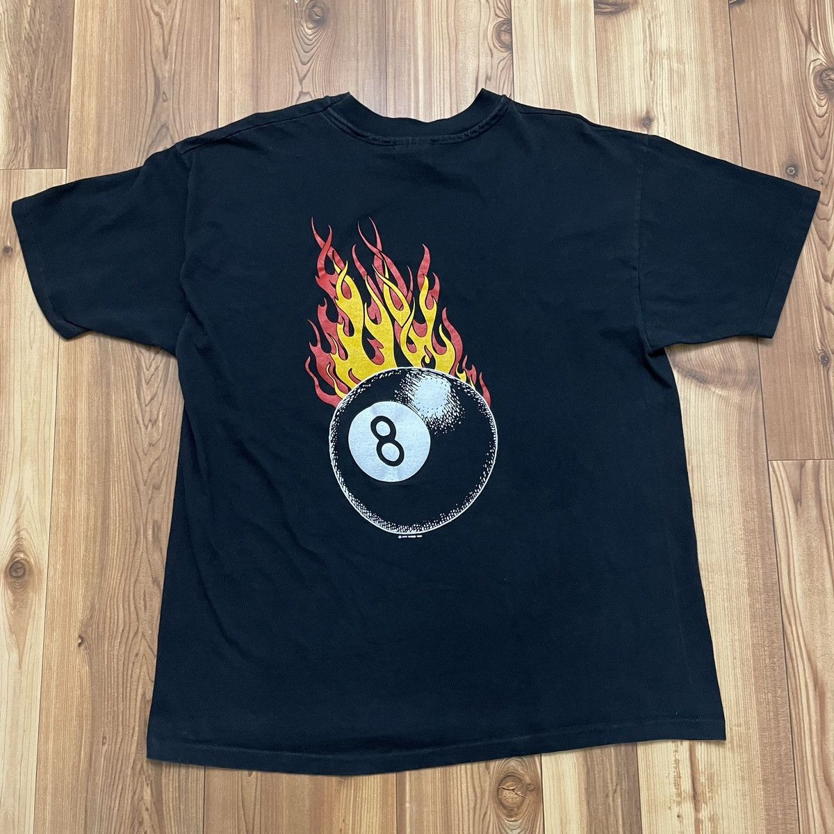 image of Skategang x Vintage 1995 Eight Ball Fire Double Sided Puff Print XL in Black, Men's