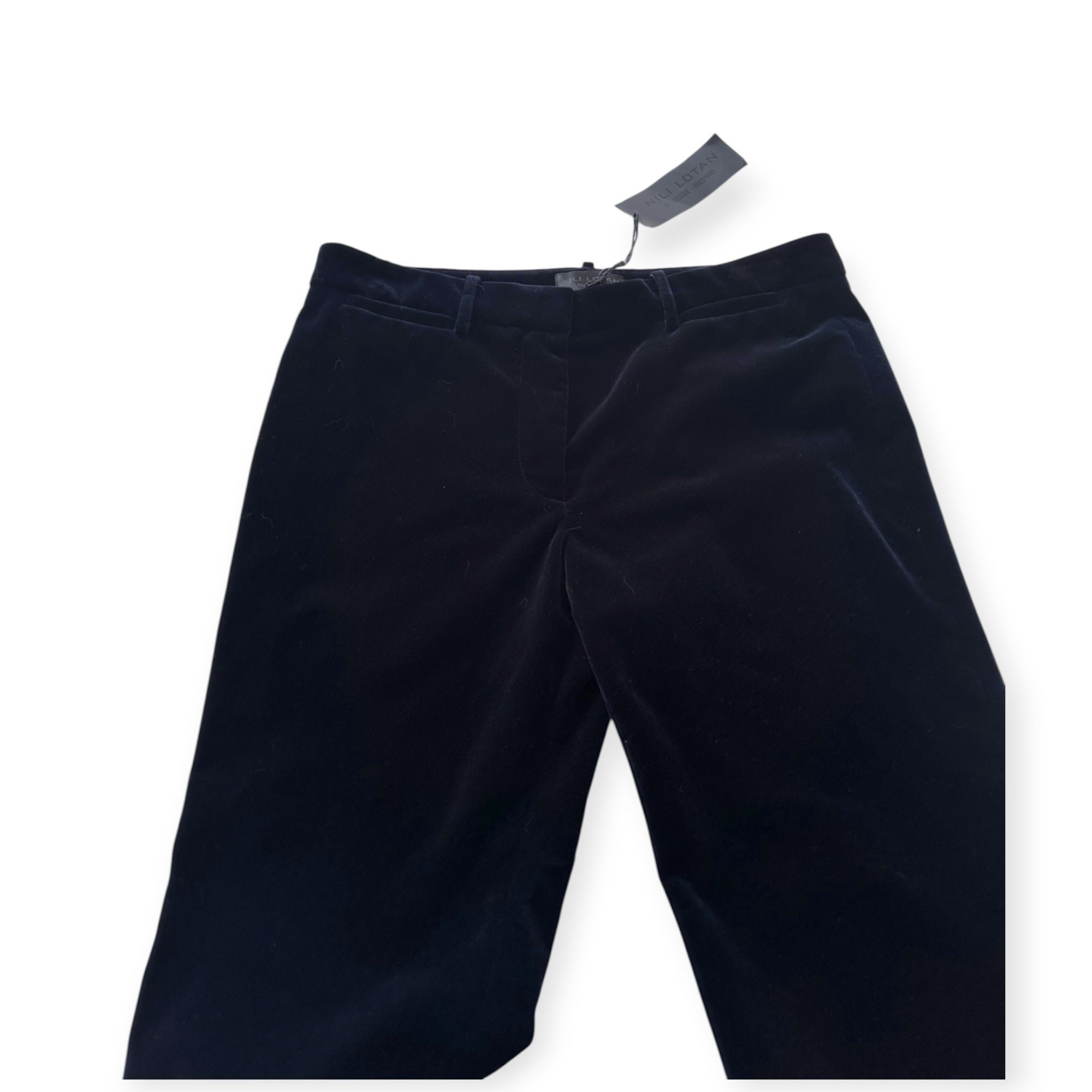 Nili Lotan Nili Lotan Derek Velvet Flared Pants, Dark Navy, Made in USA Size 32" / US 10 / IT 46 - 8 Thumbnail