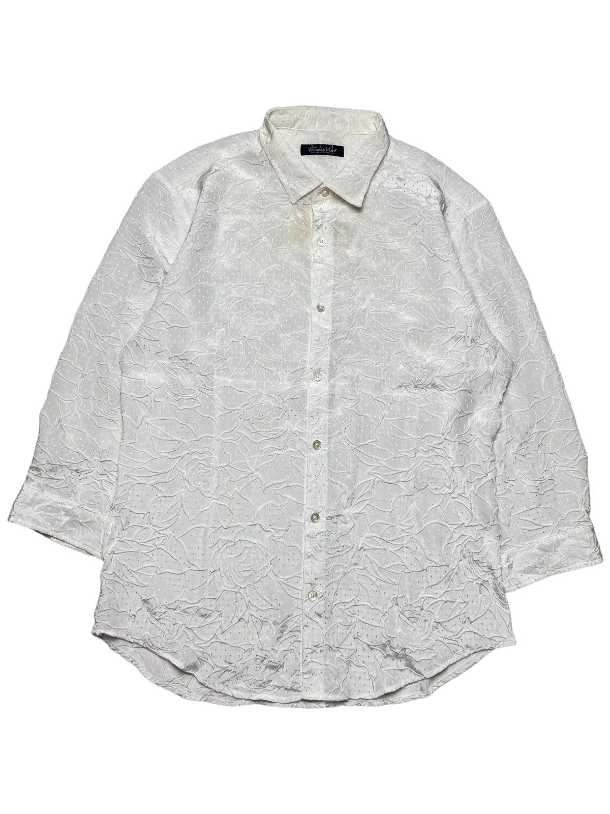 If Six Was Nine 2000s Tornado Mart - Jacquard Rose Pleats Shirt Size US M / EU 48-50 / 2 - 1 Thumbnail