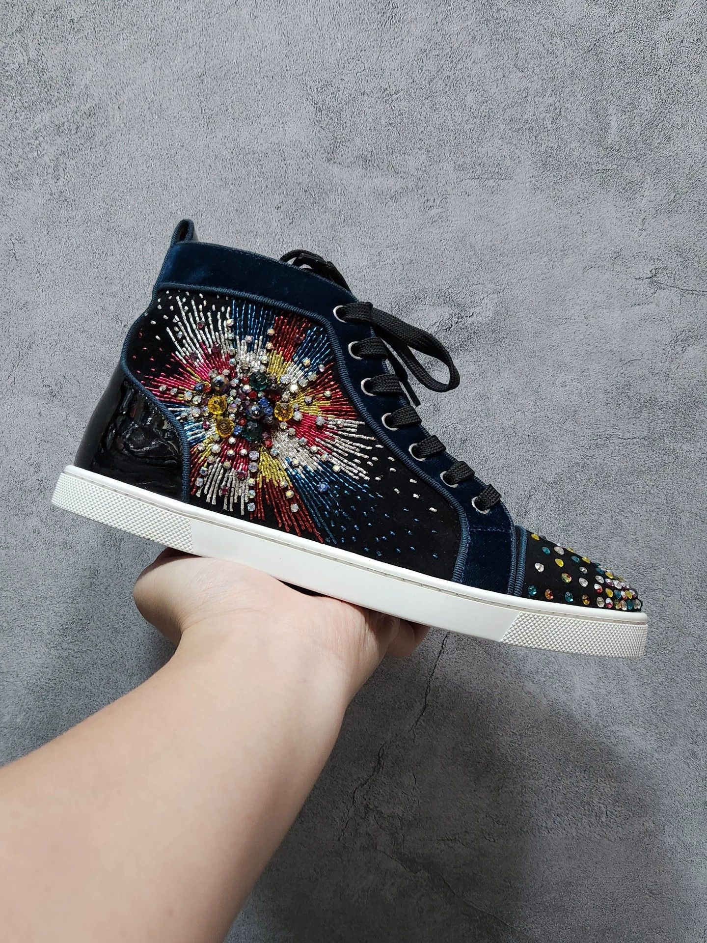 Christian Louboutin Christian Louboutin CL black suede high-top sneakers Size US 7 / IT 37 - 4 Thumbnail