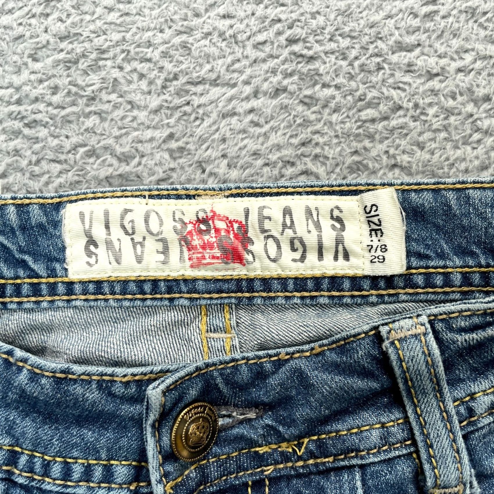 Vintage VIGOSS Jeans Women 29 Blue Denim Bootcut Embroidered Frayed Hem Western Cowgirl City Preppy Bootscut Women Size 24" / US 00 / IT 34 - 3 Thumbnail