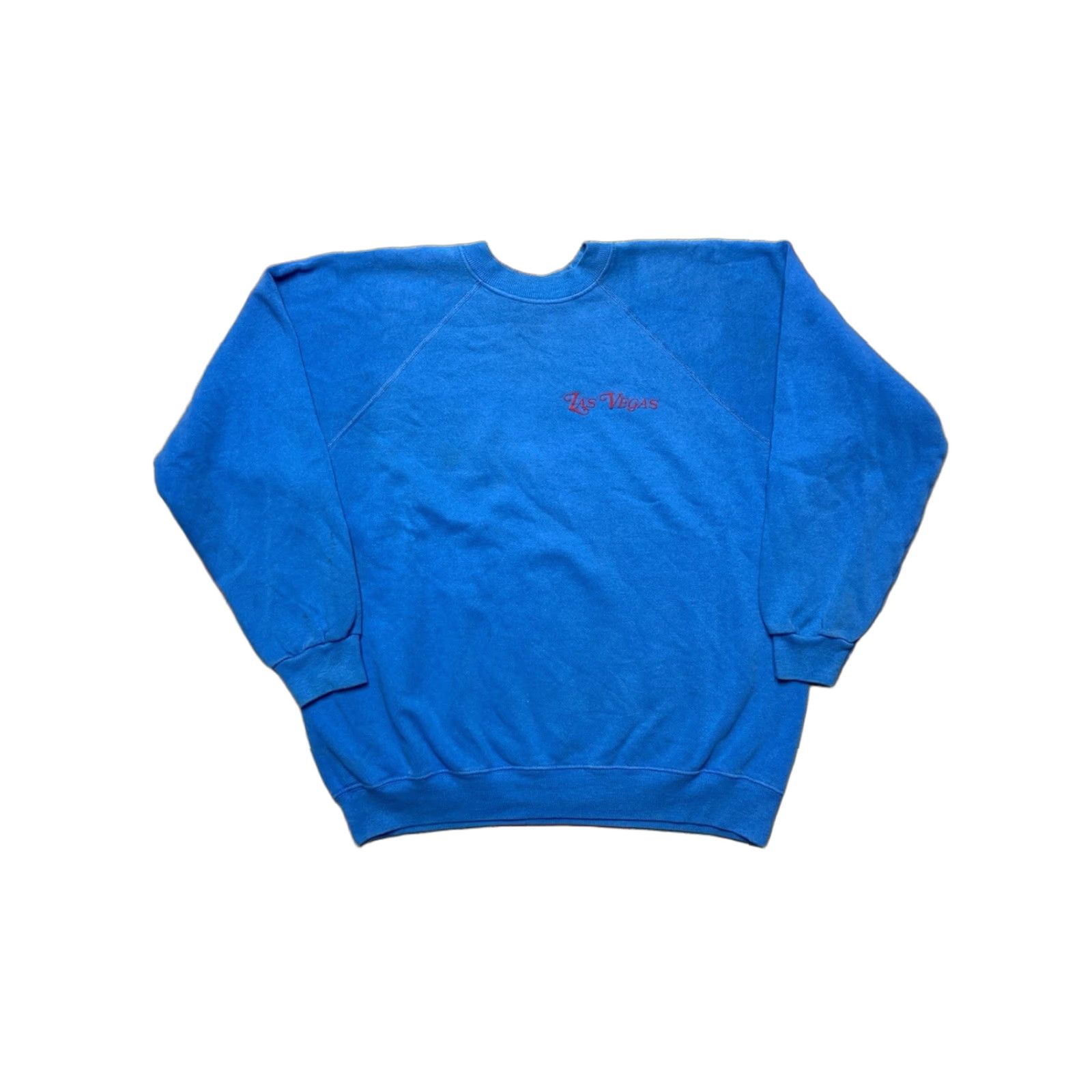 Hanes VINTAGE 80s Hanes Sweatshirt Las Vegas Nevada Raglan Pullover Blue Large Men Crewneck Shirt Size US L / EU 52-54 / 3 - 1 Thumbnail