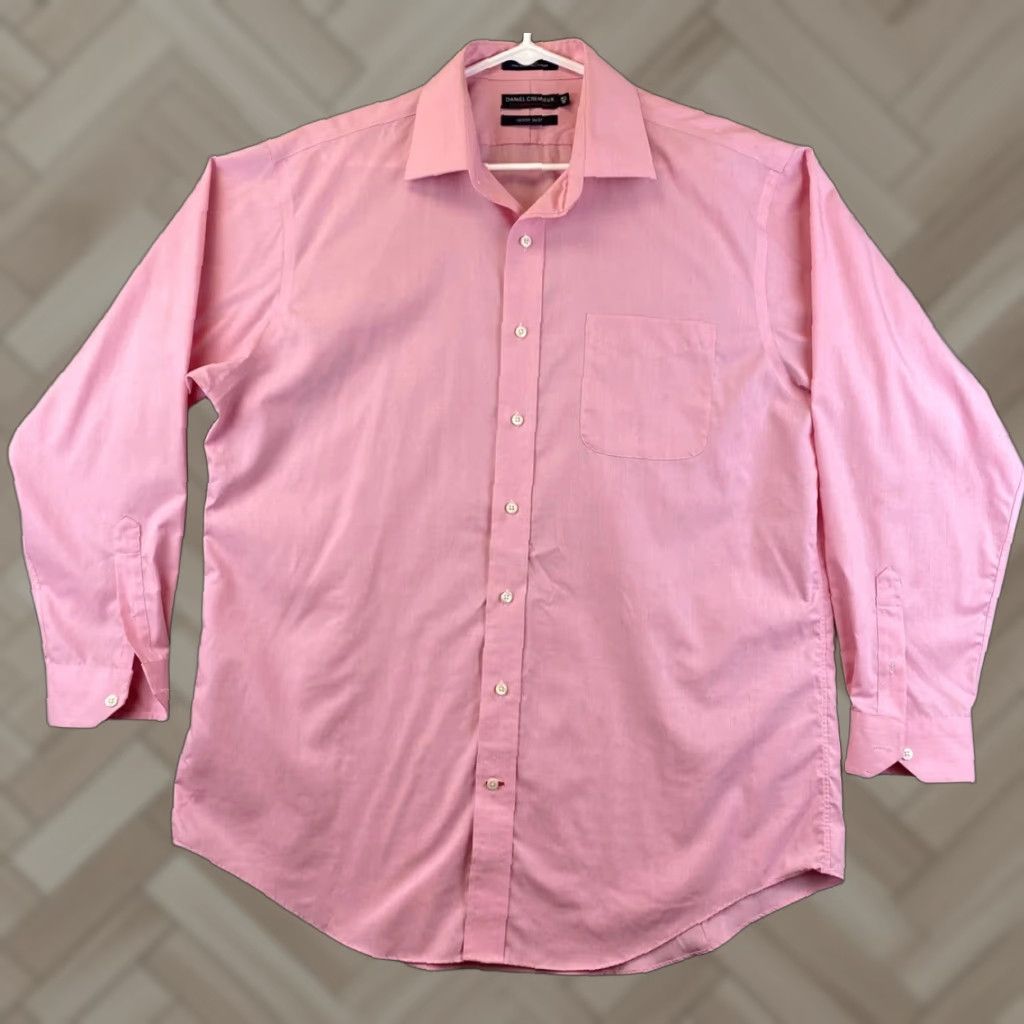 Cremieux Daniel Cremieux Men's 16.5 100% Cotton Long Sleeve Button Shirt Size 87-32 / 16.5 35 87-32 Button-Up Collared Regular Modern Pink / 16.5 Size US L / EU 52-54 / 3 - 1 Thumbnail