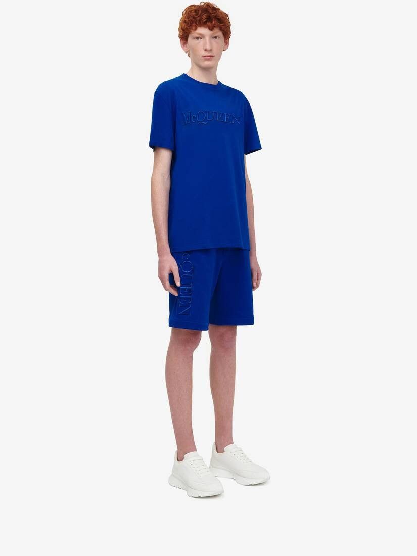 Alexander McQueen o1w1db10725 Logo Embroidery Shorts in Galactic Blue Size US 32 / EU 48 - 3 Thumbnail