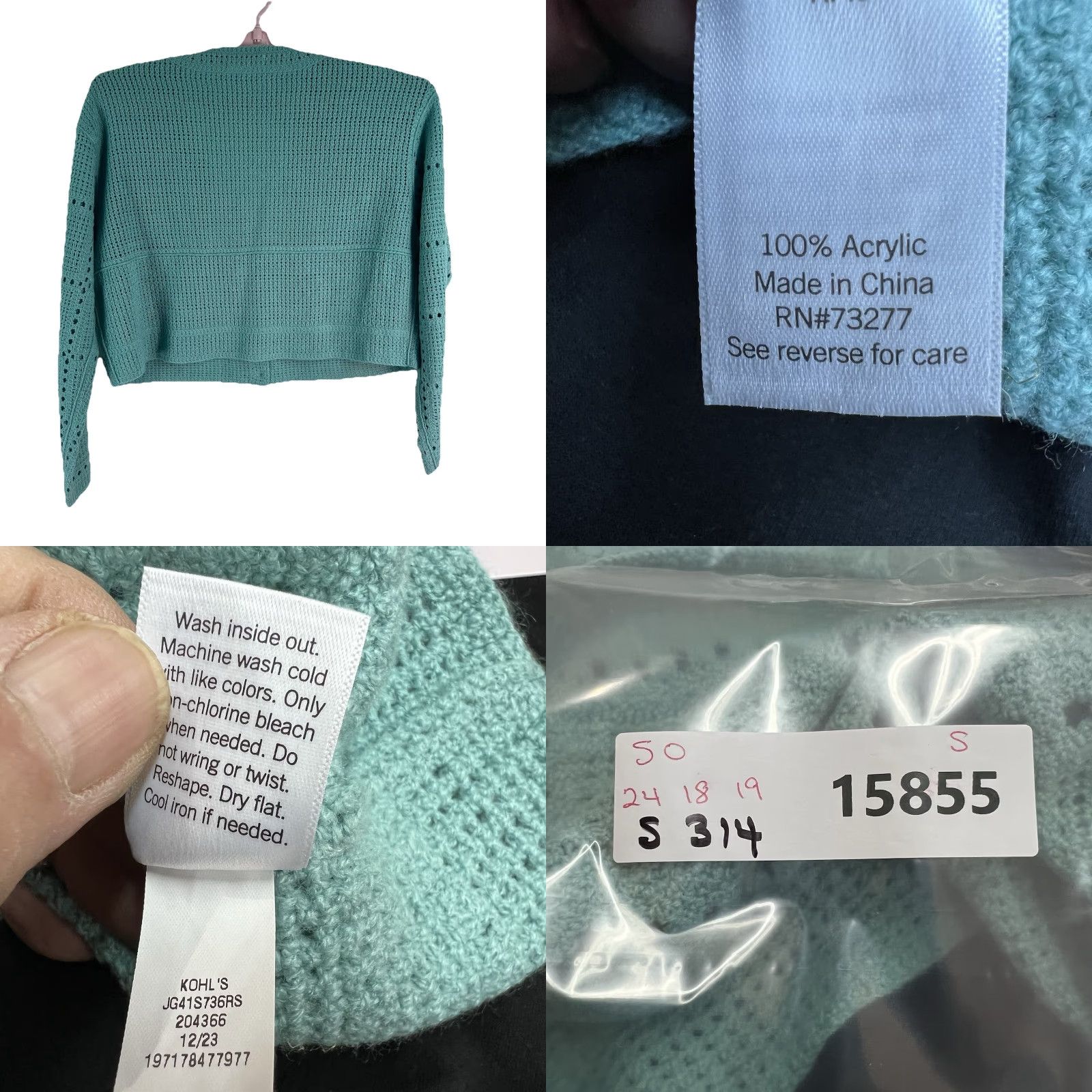 Altea SO Crocheted Drifter Cardigan Sweater Women’s Size S Island Teal NWT Size S / US 4 / IT 40 - 8 Thumbnail