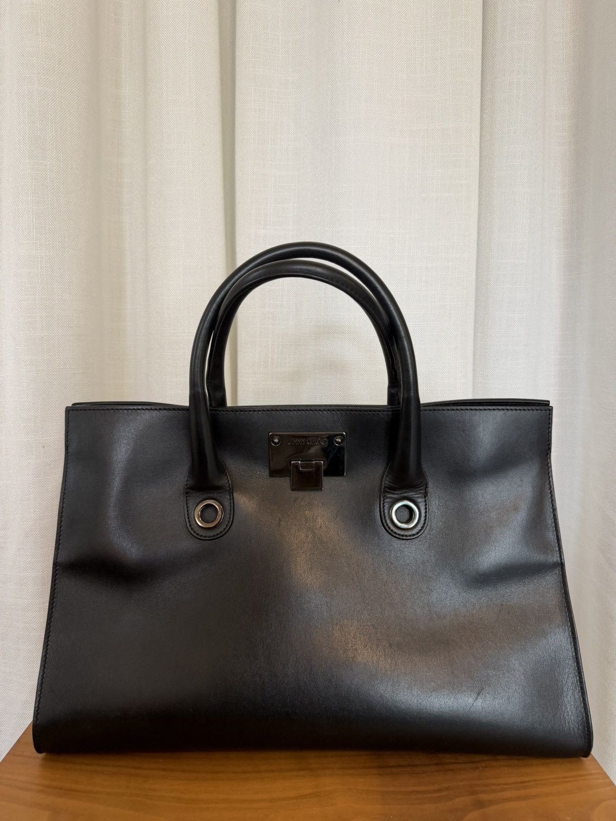 Jimmy Choo FW 2014 Iconic Jimmy Choo Black Leather Riley Handle Bag Size ONE SIZE - 3 Thumbnail
