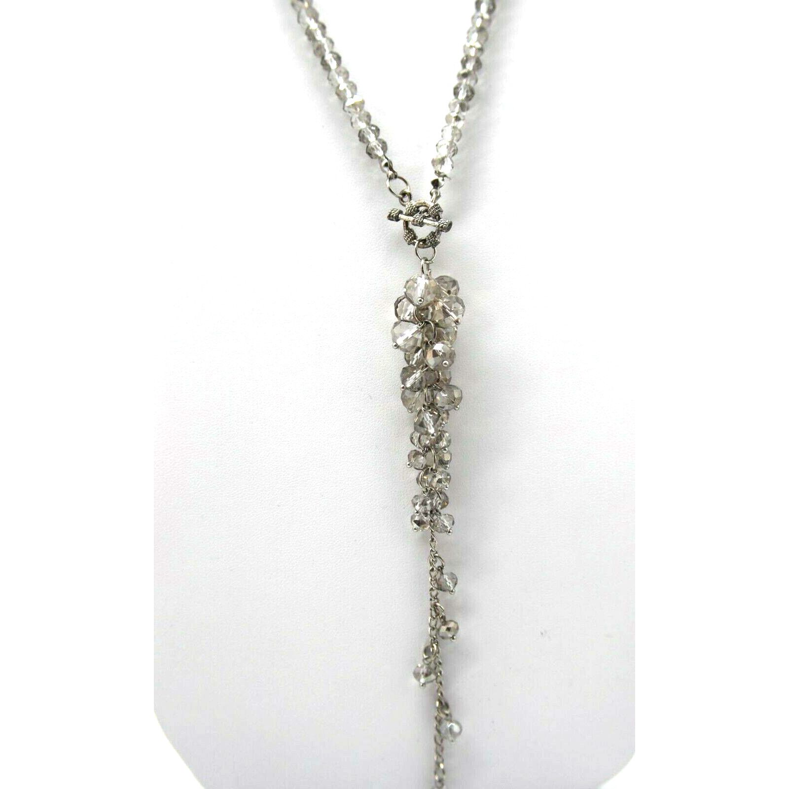 Other Sparkling Smokey Silver Crystal Bead Necklace Lariat Toggle Size ONE SIZE - 1 Thumbnail