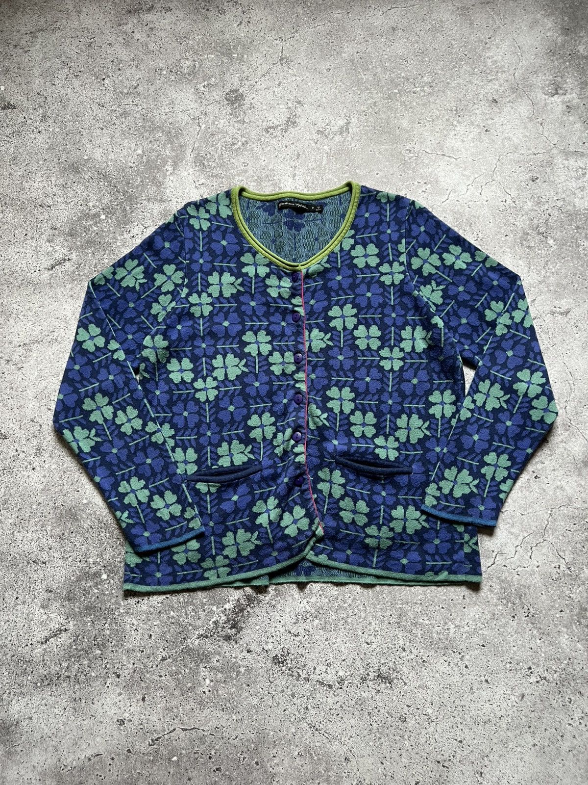 Designer Gudrun Sjoden Floral Print Cotton Cardigan Sweater Size M / US 6-8 / IT 42-44 - 1 Thumbnail