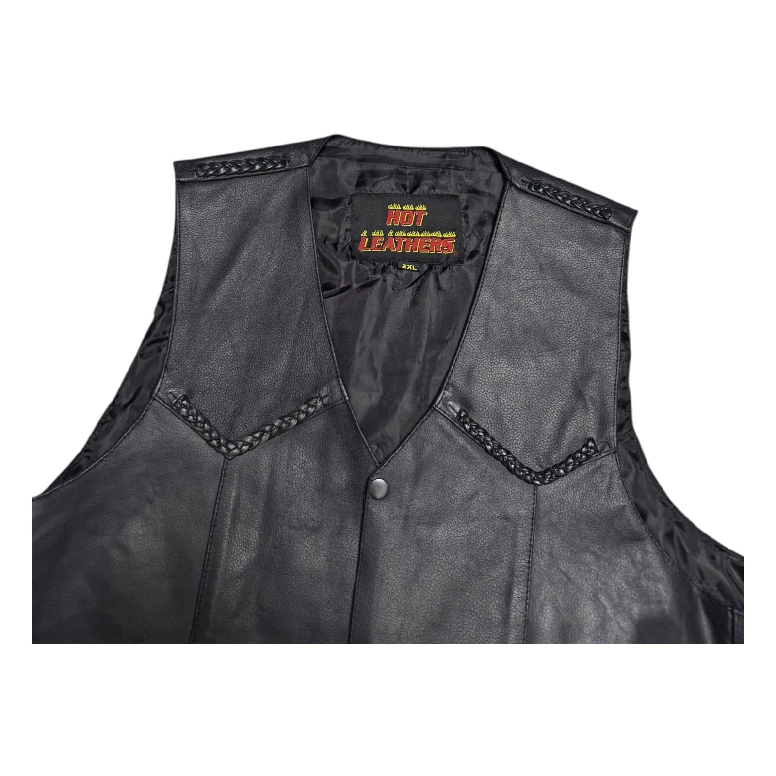 Leather HOT LEATHERS Braided Leather Retro Motorcycle Biker Vest 2XL Size US XXL / EU 58 / 5 - 2 Thumbnail