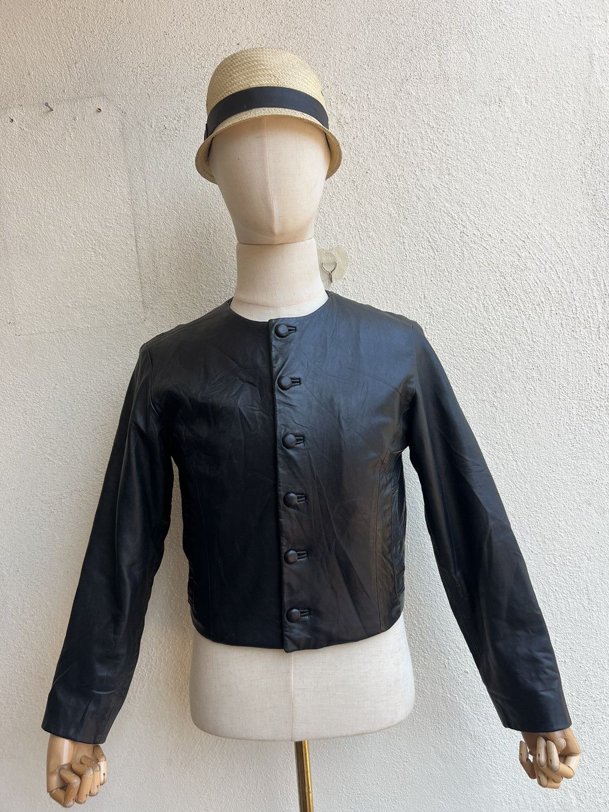 Hai Sporting Gear × Issey Miyake Vintage Hai Sporting Patina Sheepskin Leather Jacket Crop Size US M / EU 48-50 / 2 - 1 Thumbnail
