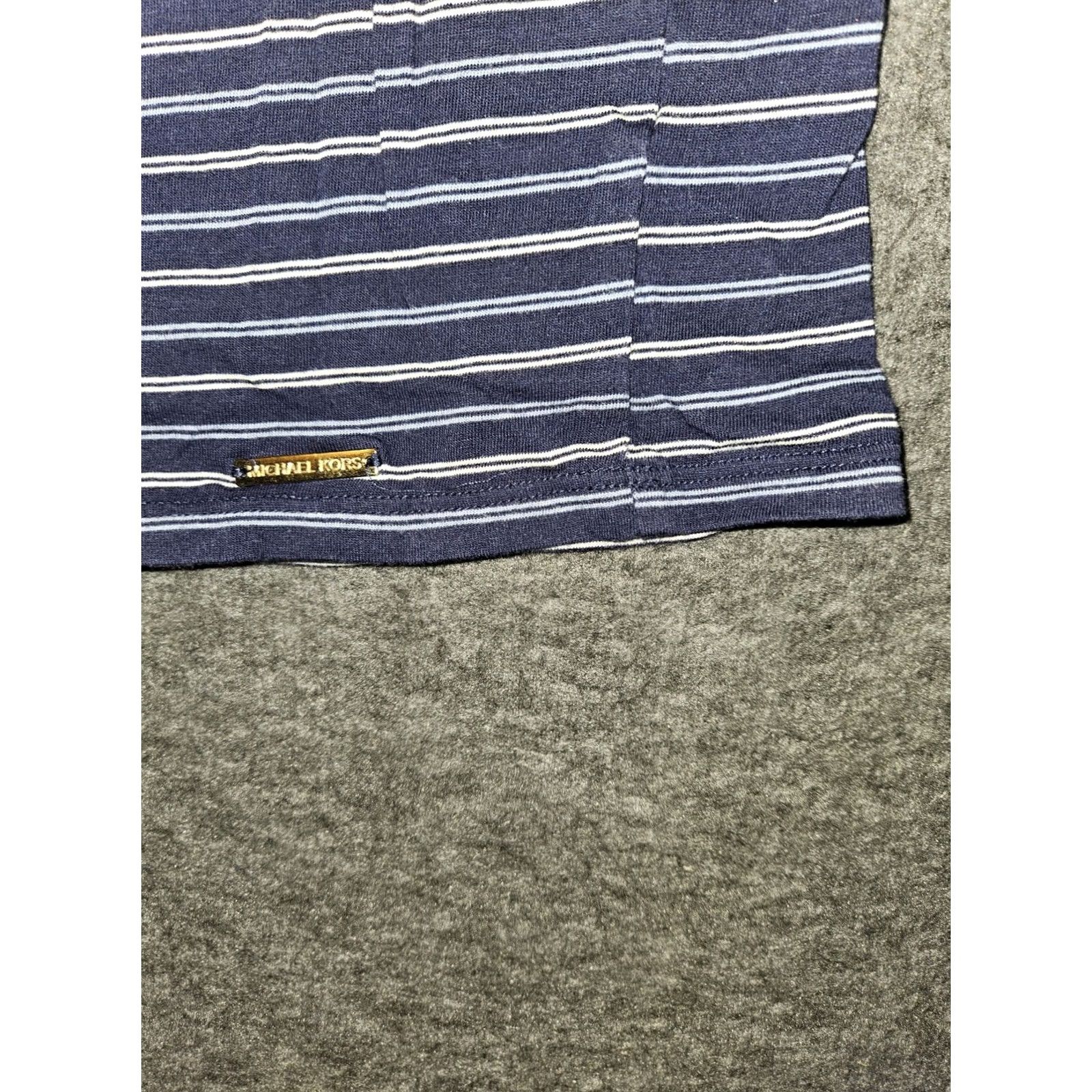 Michael Kors Michael Kors Crop Top Womens Large Boat Neck Blue Striped Casual Workwear - Preppy Style Size L / US 10 / IT 46 - 5 Thumbnail