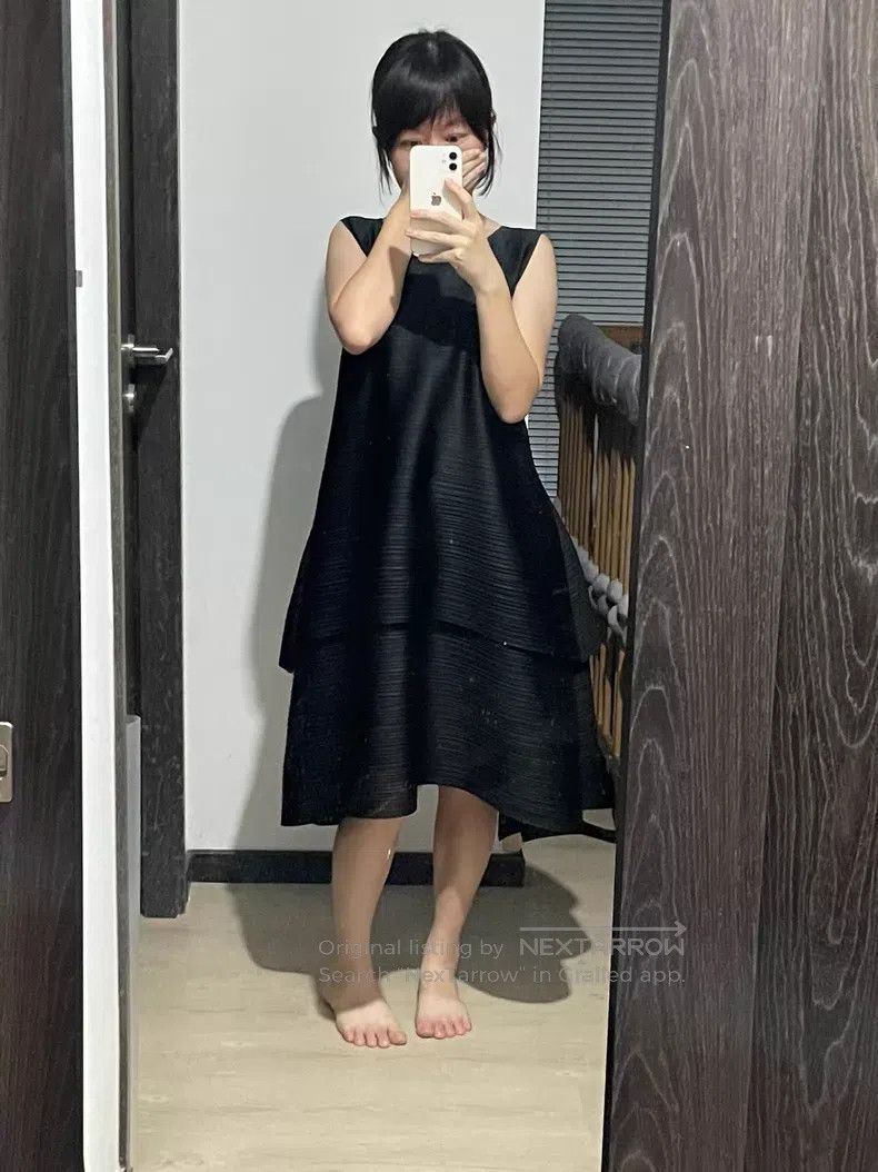 Issey Miyake Issey Miyake Black Double Horizontal Stripe Mini Dress Size L / US 10 / IT 46 - 2 Thumbnail