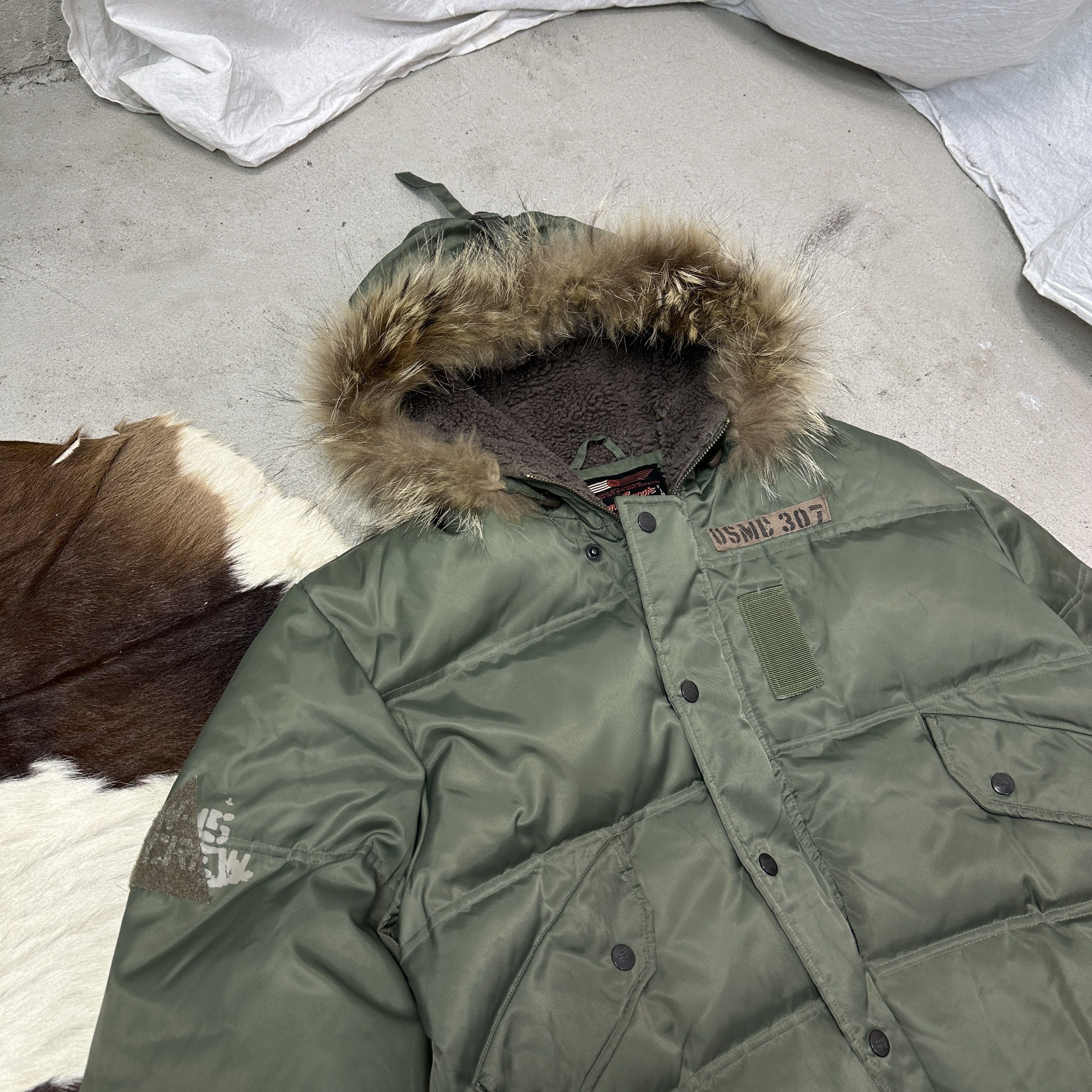 Vintage Vintage Bomb Boogie Real Down Fur Military Bomber Jacket Y2K Size US L / EU 52-54 / 3 - 3 Thumbnail