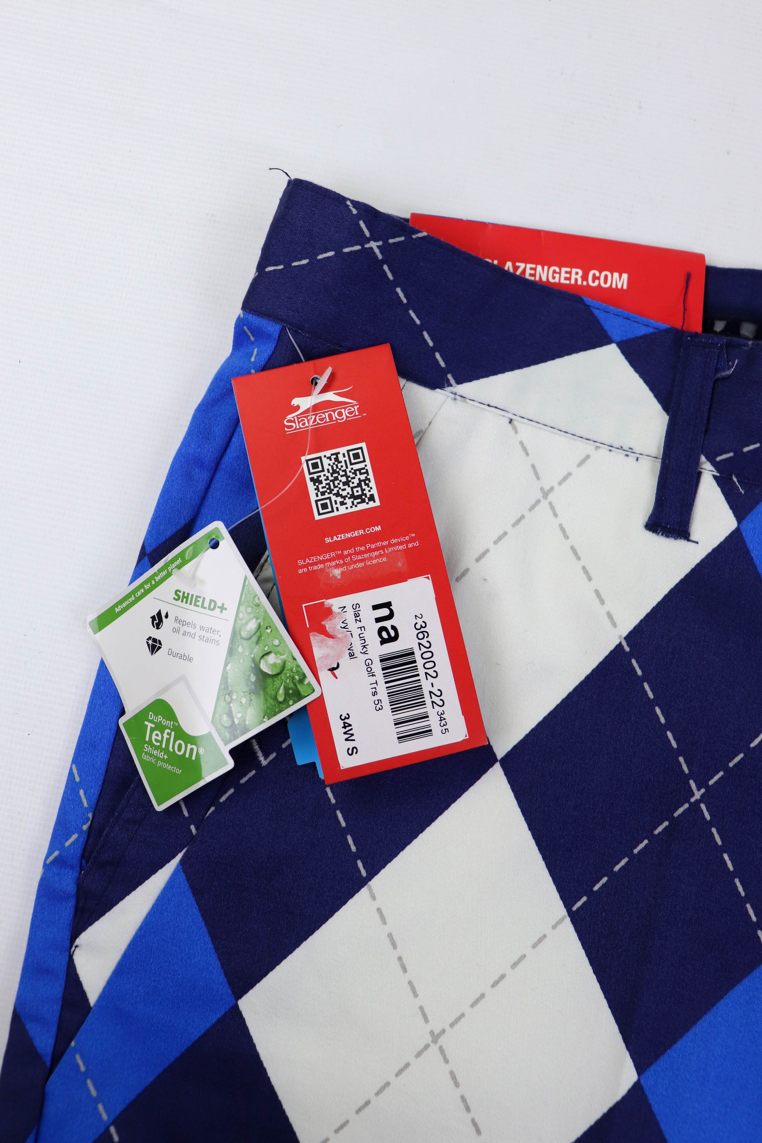 Other NWT Slazenger Funky Golf Navy Royal Checkered Trousers Pants Size US 34 / EU 50 - 7 Thumbnail