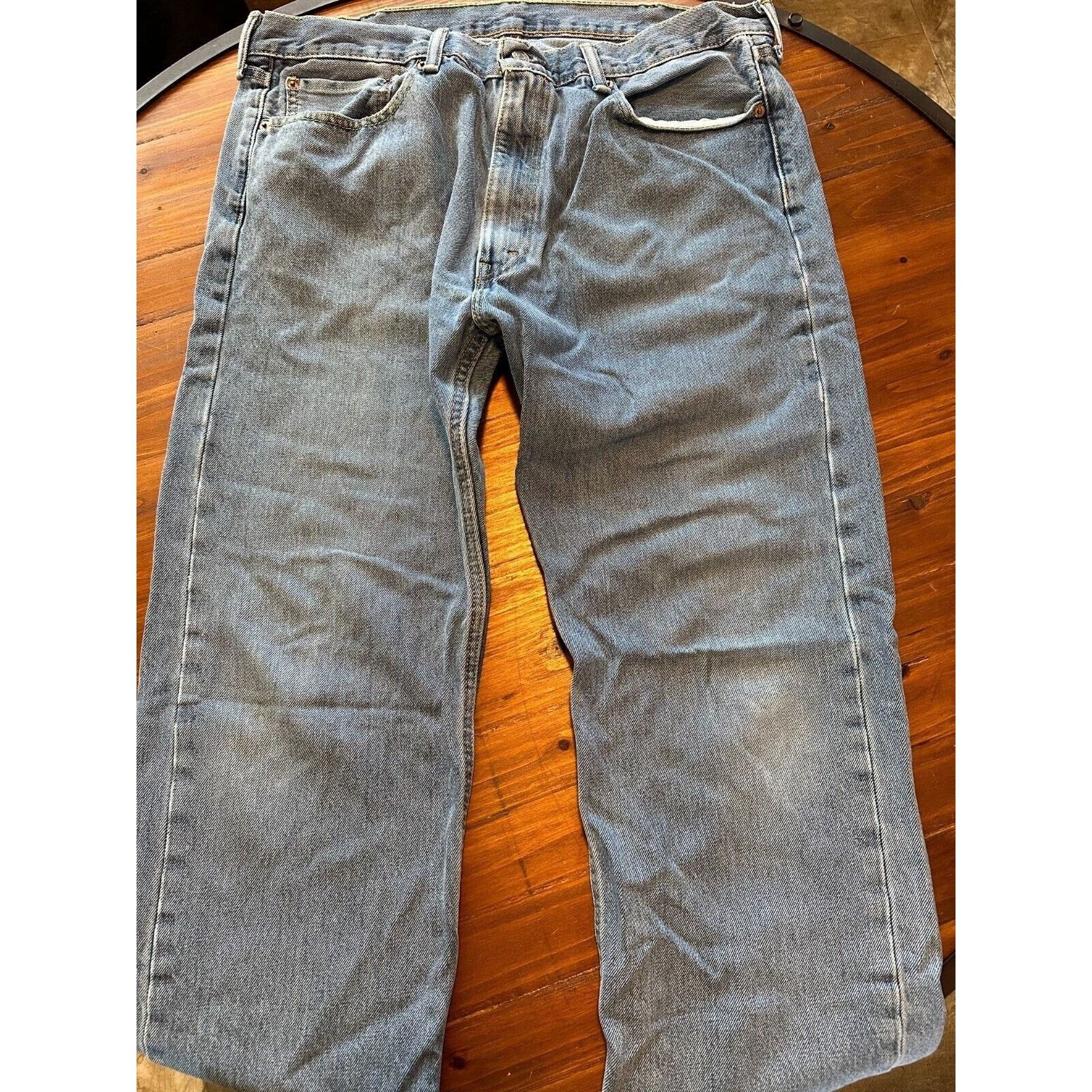 Levi's Levis 505 Regular Fit Jeans 38x32 Blue Light Wash, Distress Size US 38 / EU 54 - 8 Thumbnail