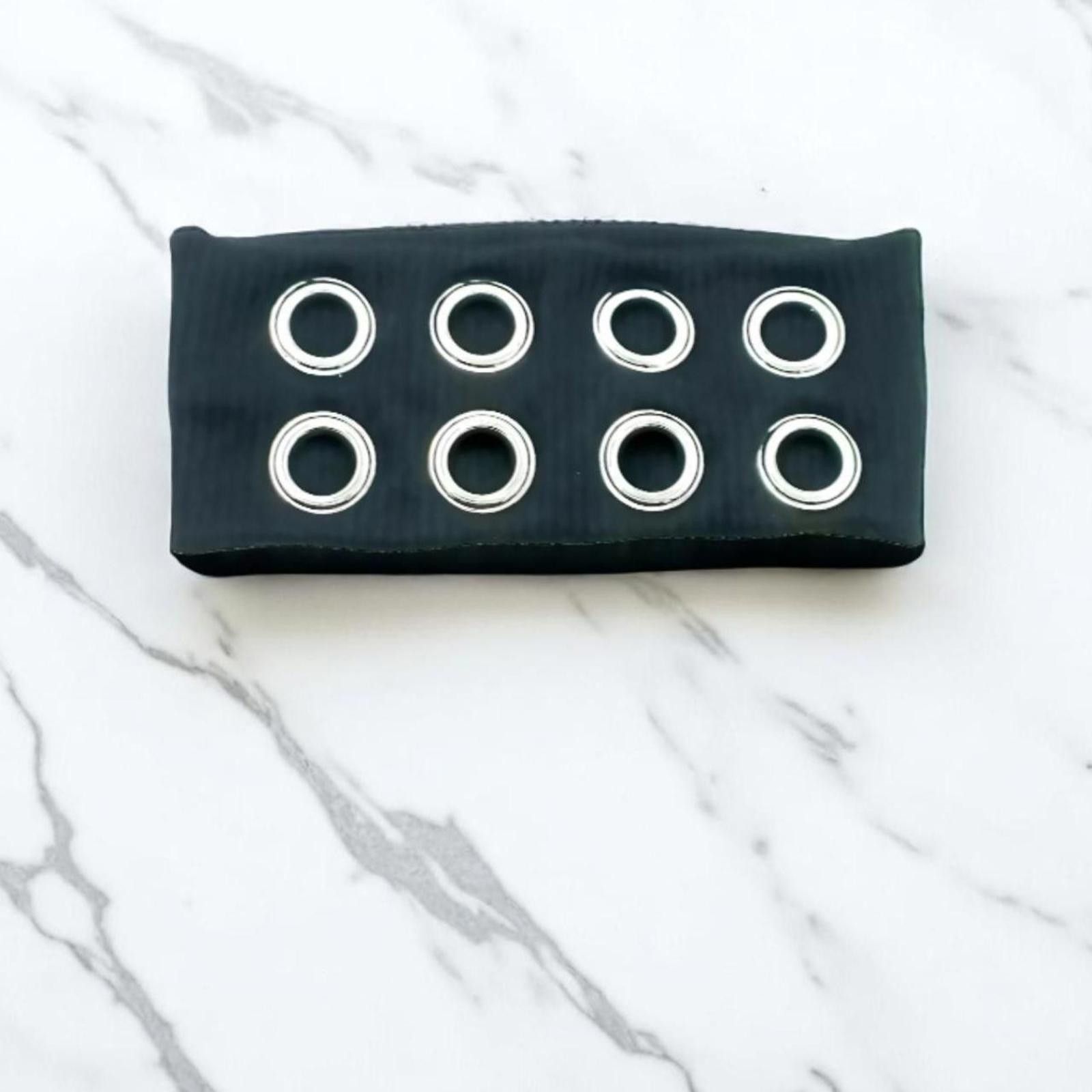 Other Silver Grommet Punk Black Headband Size ONE SIZE - 4 Thumbnail