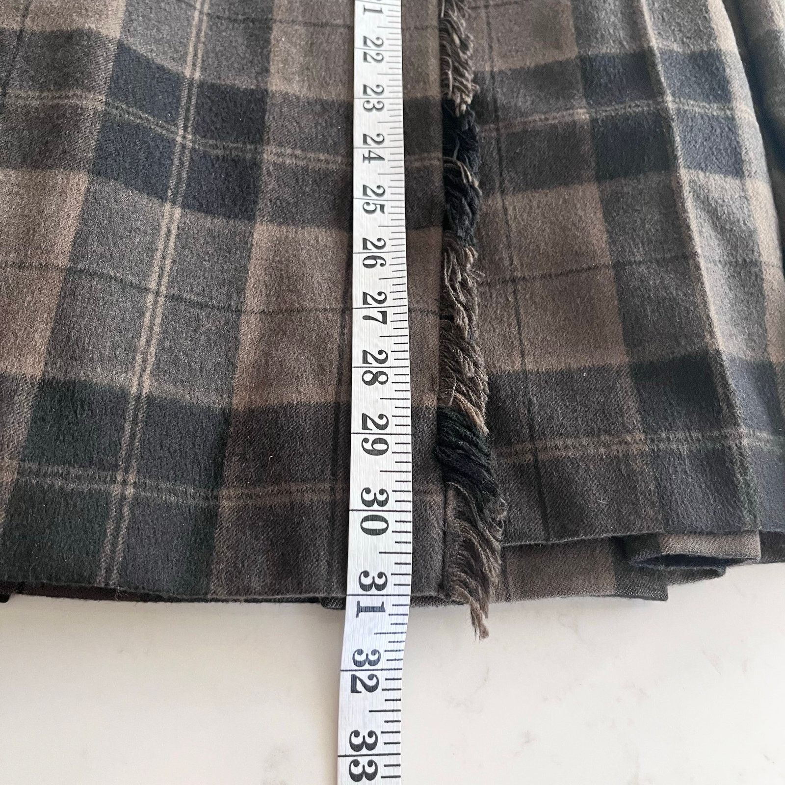 Escada Escada Brown Black Plaid Wool Leather Belt Midi Kilt Skirt Size 27" / US 4 / IT 40 - 11 Thumbnail