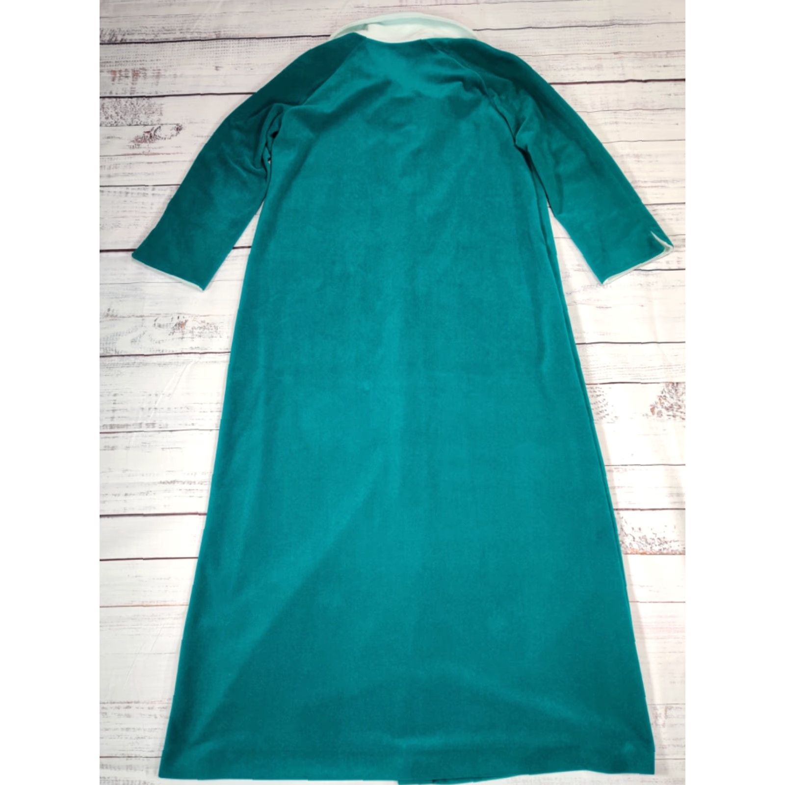 Vintage VINTAGE Vanity Fair Womens Robe Coat Velvet Green Medium Long House Coat Robe Velvet Green Vanity Fair Womens M Vintage Size ONE SIZE - 5 Thumbnail