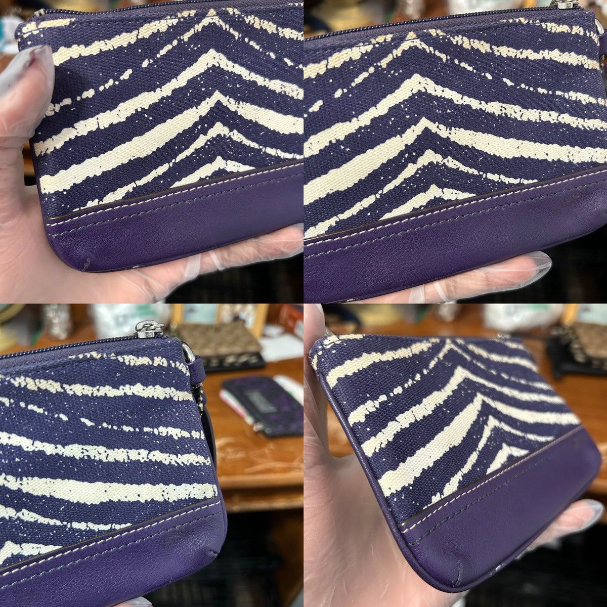 Coach Coach Purple And Cream Artsy Abstract Wristlet - “Samia” Size ONE SIZE - 15 Thumbnail