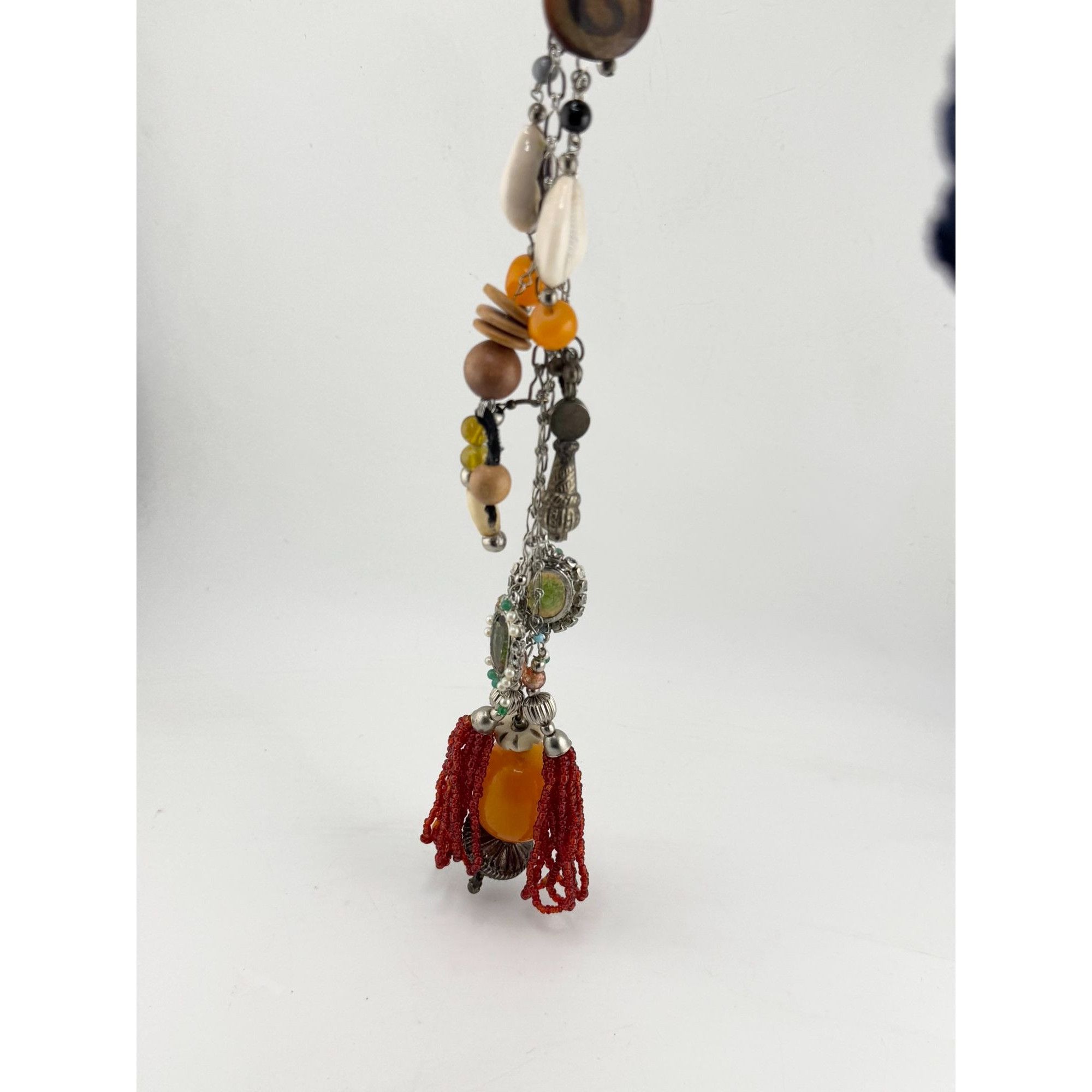 Vintage Vintage beaded shell rhinestone tassel charm necklace Size ONE SIZE - 8 Thumbnail