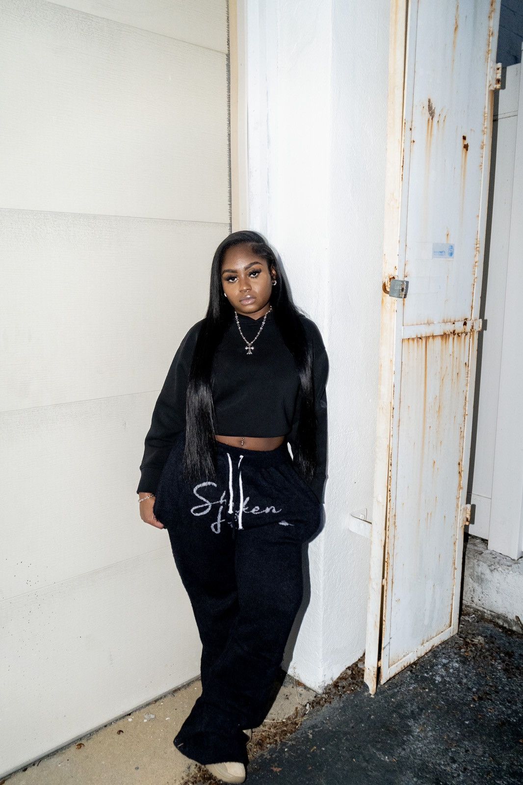 “Shaken Hearts” Black Mohair Sweats