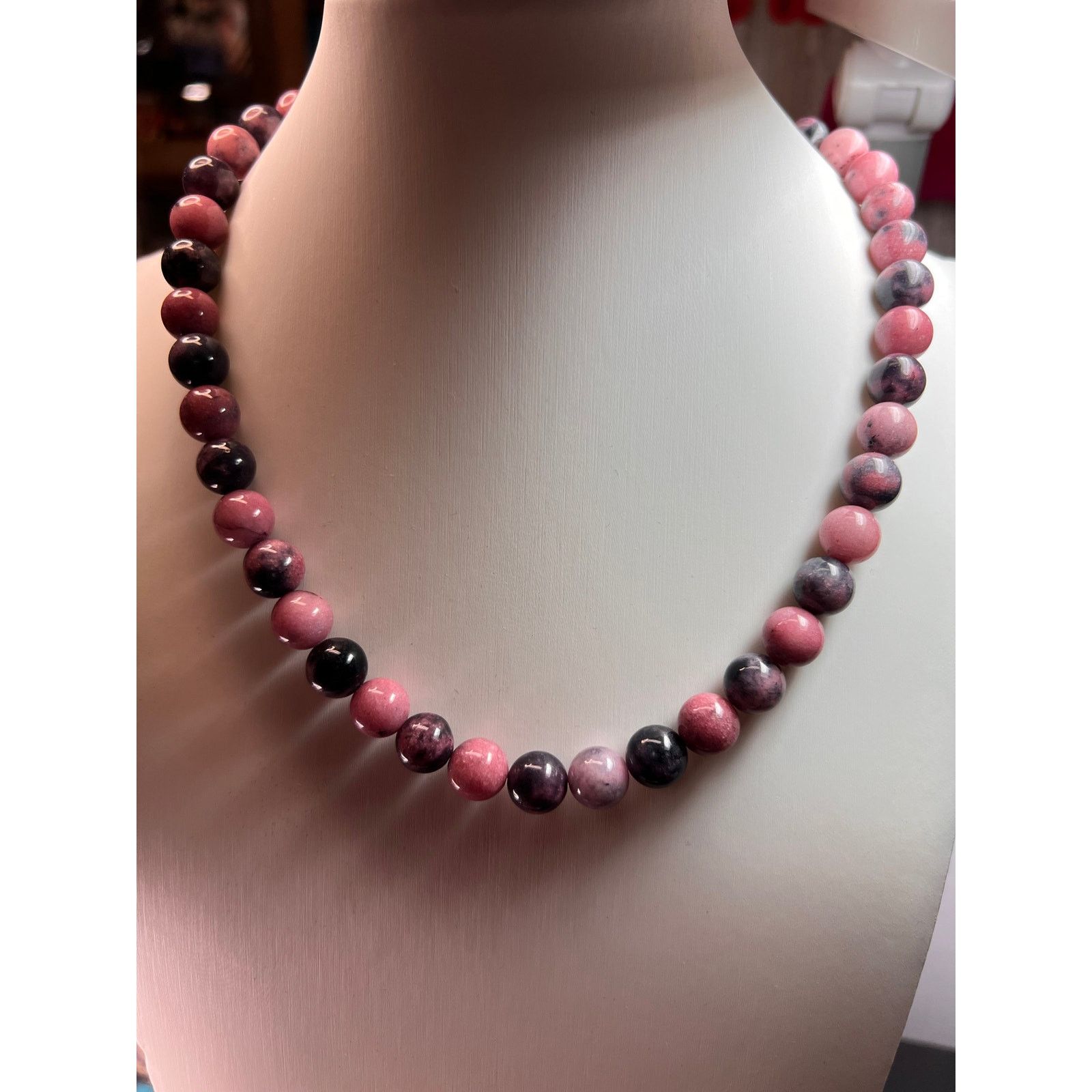 Other Rhodonite beaded necklace with sterling silver clasp Size ONE SIZE - 3 Thumbnail