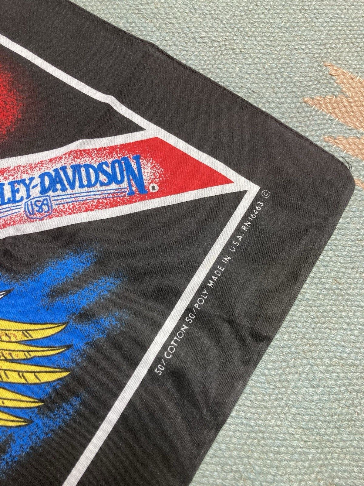 Vintage vtg 80s Harley Davidson bandana the American way biker eagle Size ONE SIZE - 4 Thumbnail
