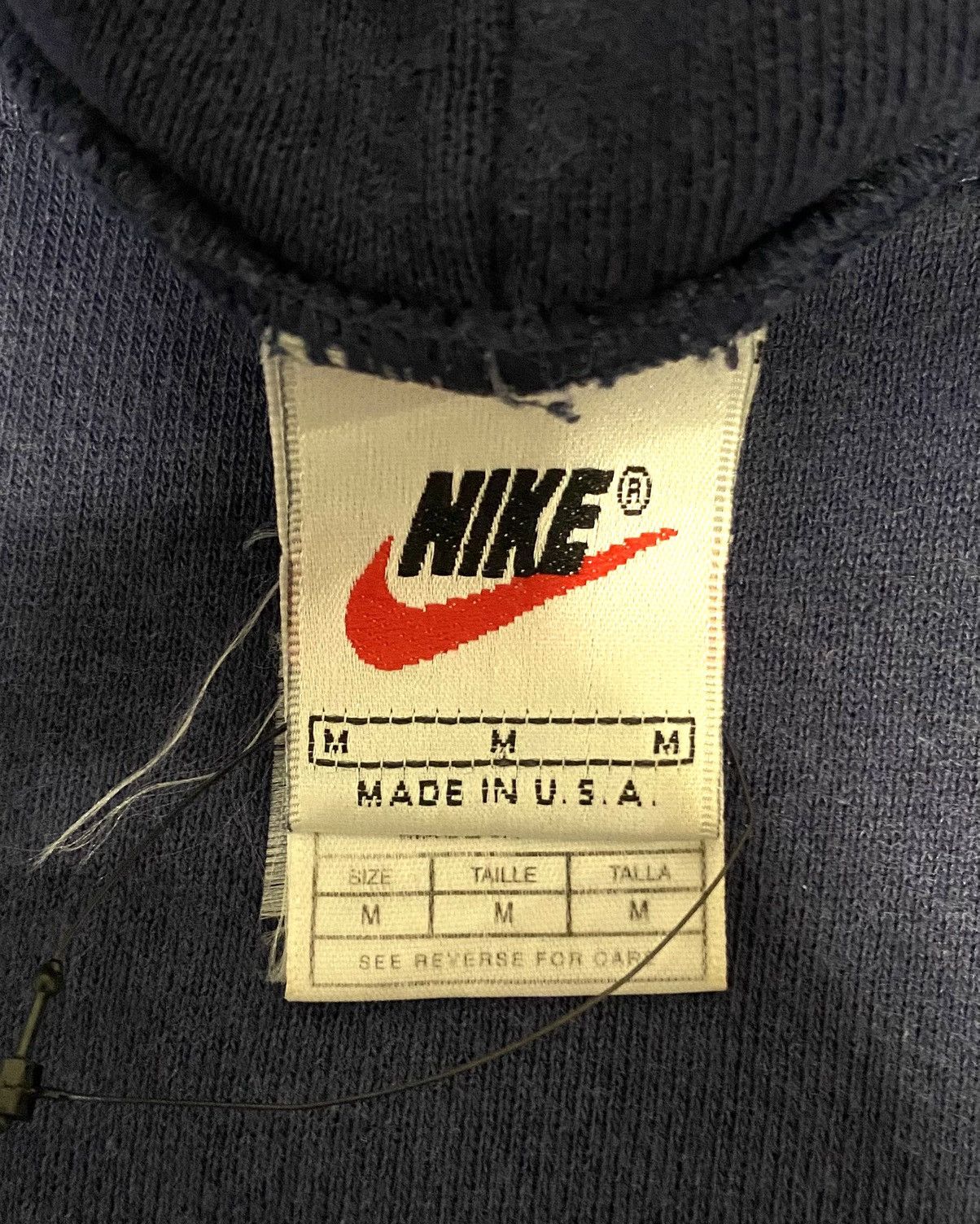 Nike 1990s Vtg Nike Side Swoosh Sunfaded Navy Boxy Hoodie Size US M / EU 48-50 / 2 - 3 Thumbnail