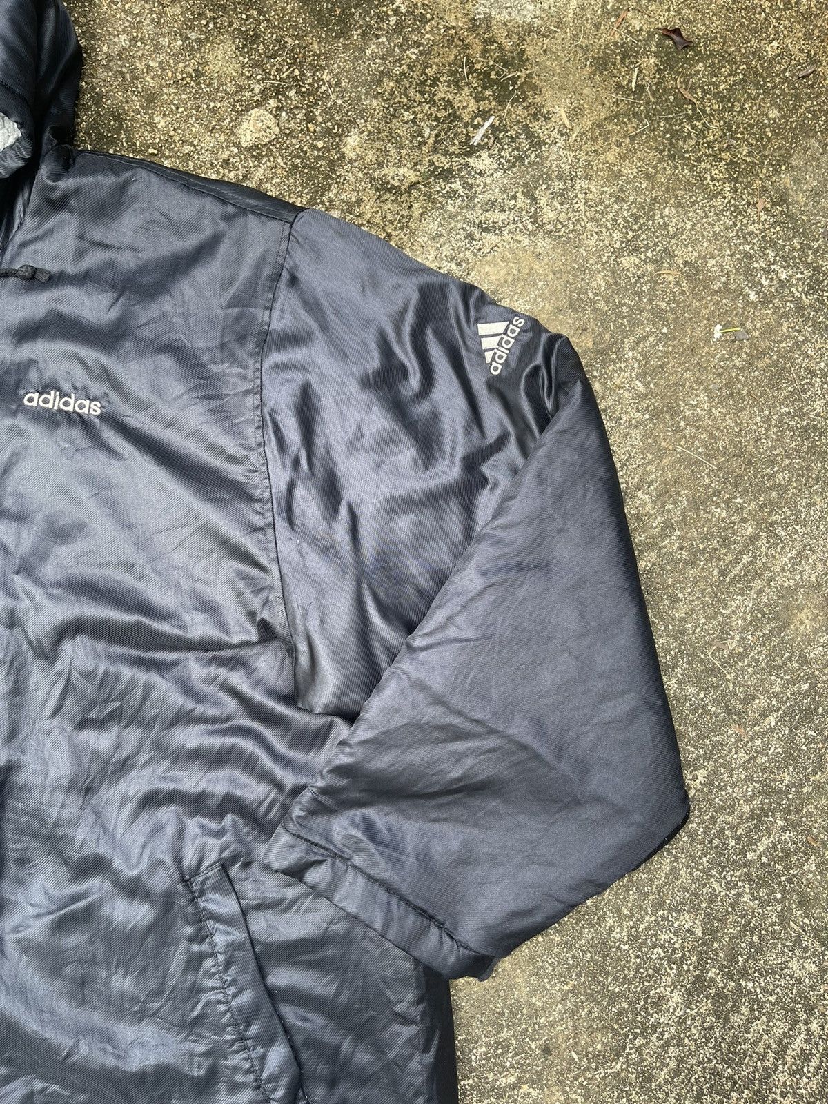 Adidas Vintage Adidas Long Hooded Fleece-Lined Coat (Black) Size US M / EU 48-50 / 2 - 11 Thumbnail