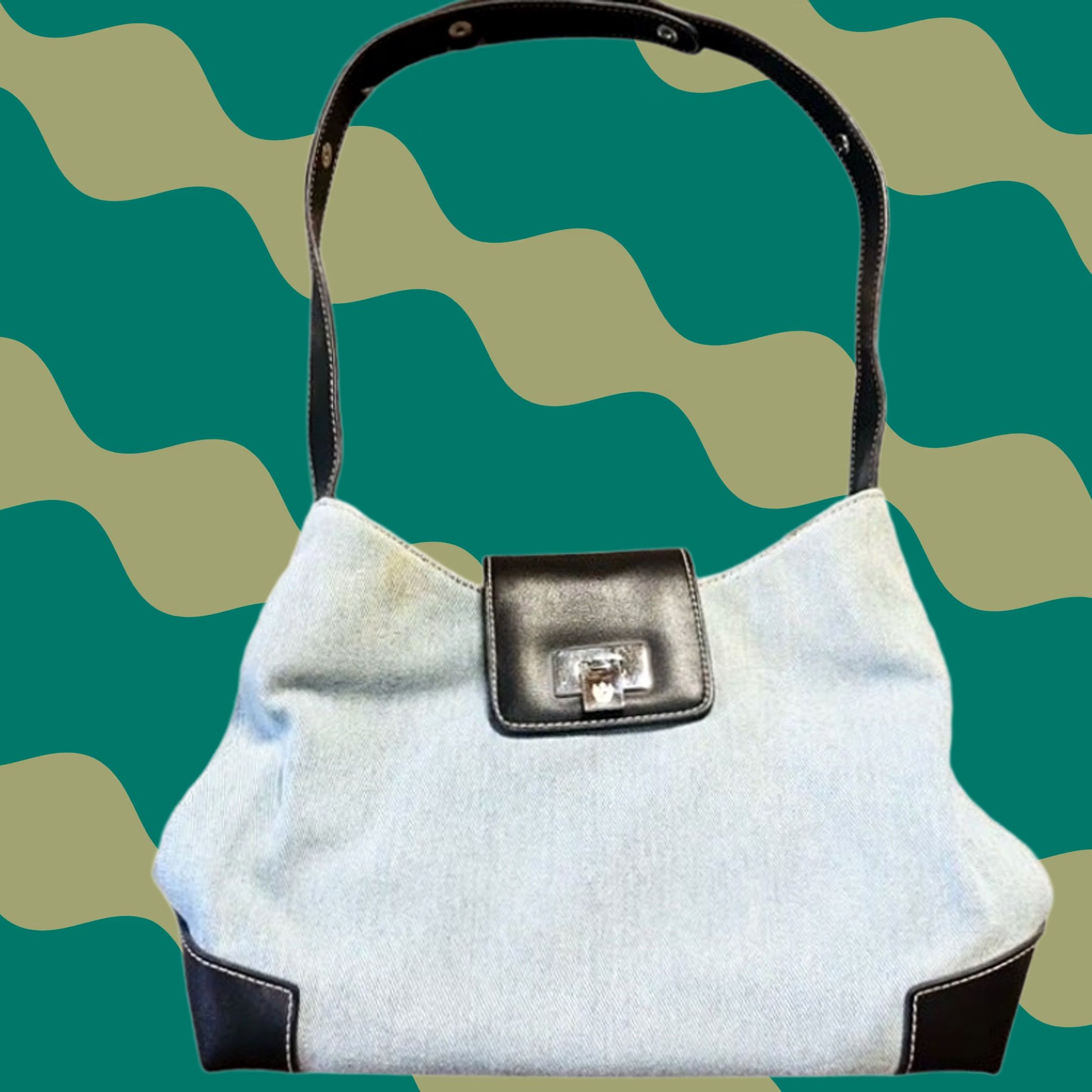 Denime VINTAGE Y2K Blue Denim Light Wash Shoulder Bag Womens Denim Bag Size ONE SIZE - 1 Thumbnail