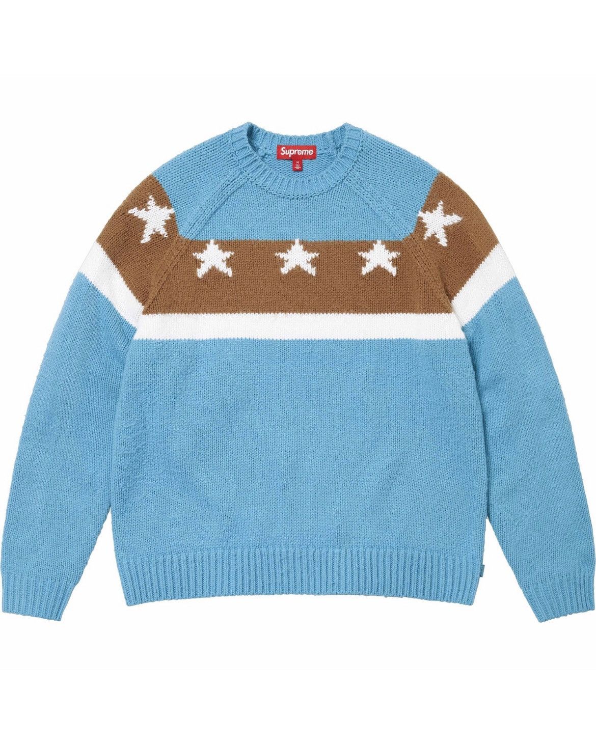 image of Supreme Dusty Blue Stars Sweater, Men's (Size Large)