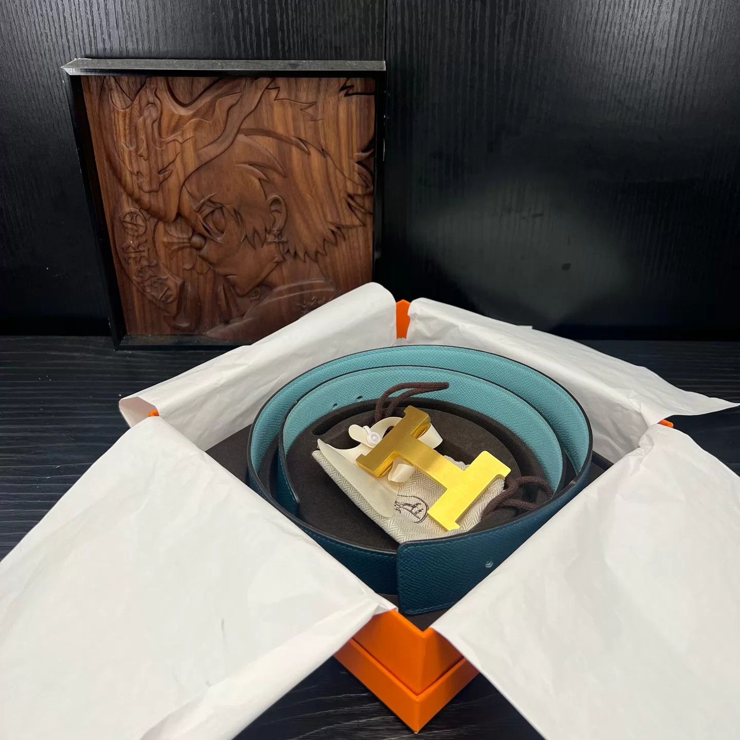Hermes Hermès H-Buckle Belt Blue 85 (40) BNIB Size ONE SIZE - 1 Thumbnail