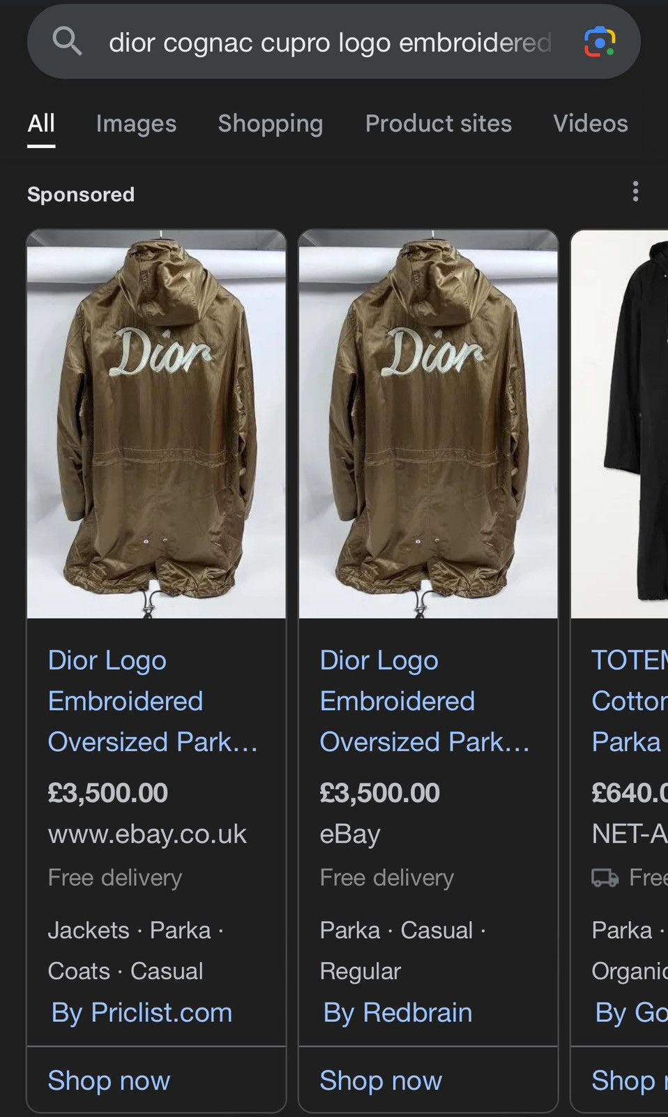 Dior Dior Logo Embroidered Oversized Parka Jacket ‘Golden’ Size US M / EU 48-50 / 2 - 10 Thumbnail