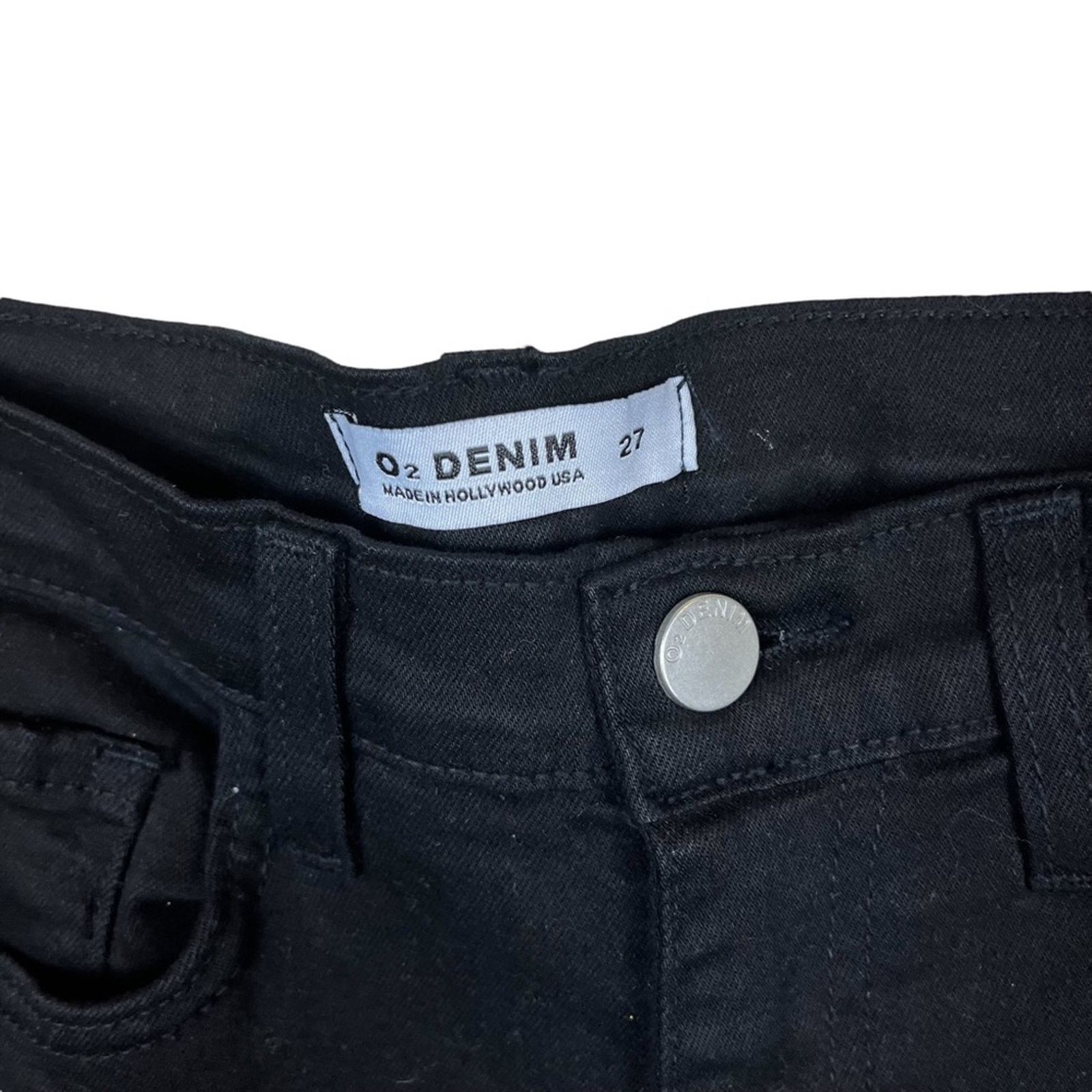 Nordstrom O2 Denim Black Flare Wide Leg Flare Bellbottom Denim Jean 27 Size 27" / US 4 / IT 40 - 4 Thumbnail