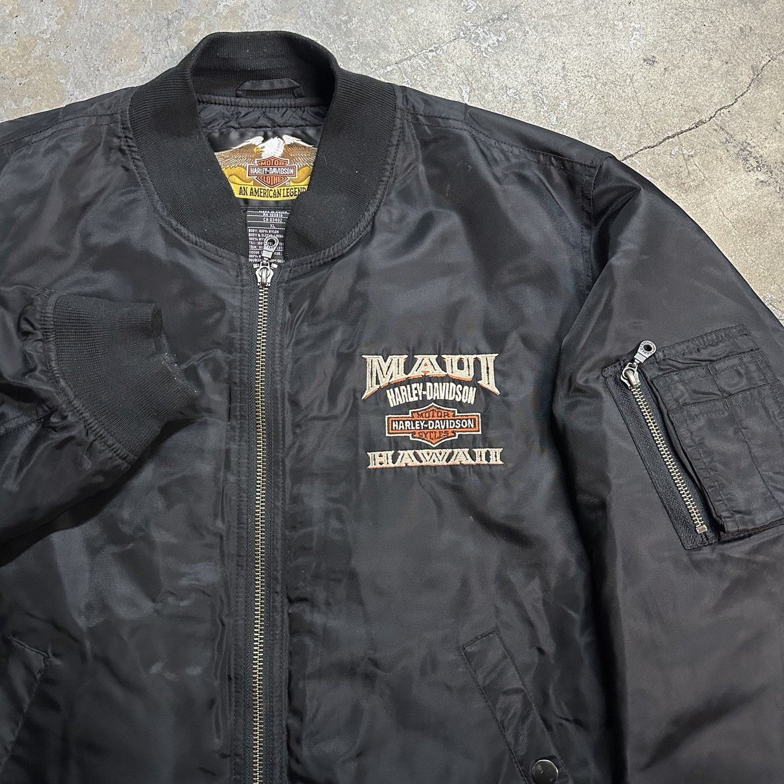Harley Davidson Harley Davidson Maui Hawaii Black Flyer Bomber Jacket Sz L Size US L / EU 52-54 / 3 - 2 Thumbnail
