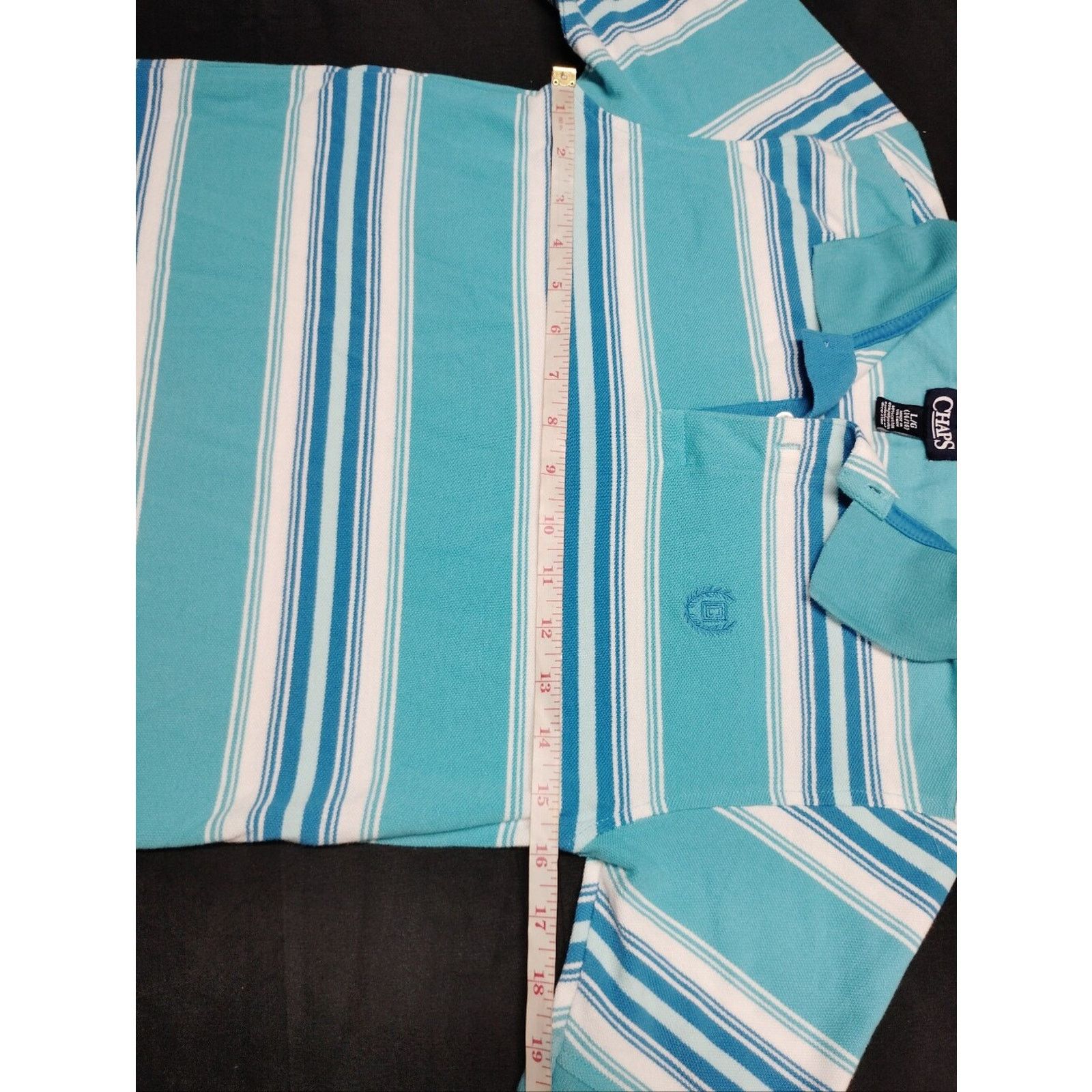 Chaps Chaps Boys' Turquoise and White Striped Polo Size L / US 10 / IT 46 - 4 Thumbnail