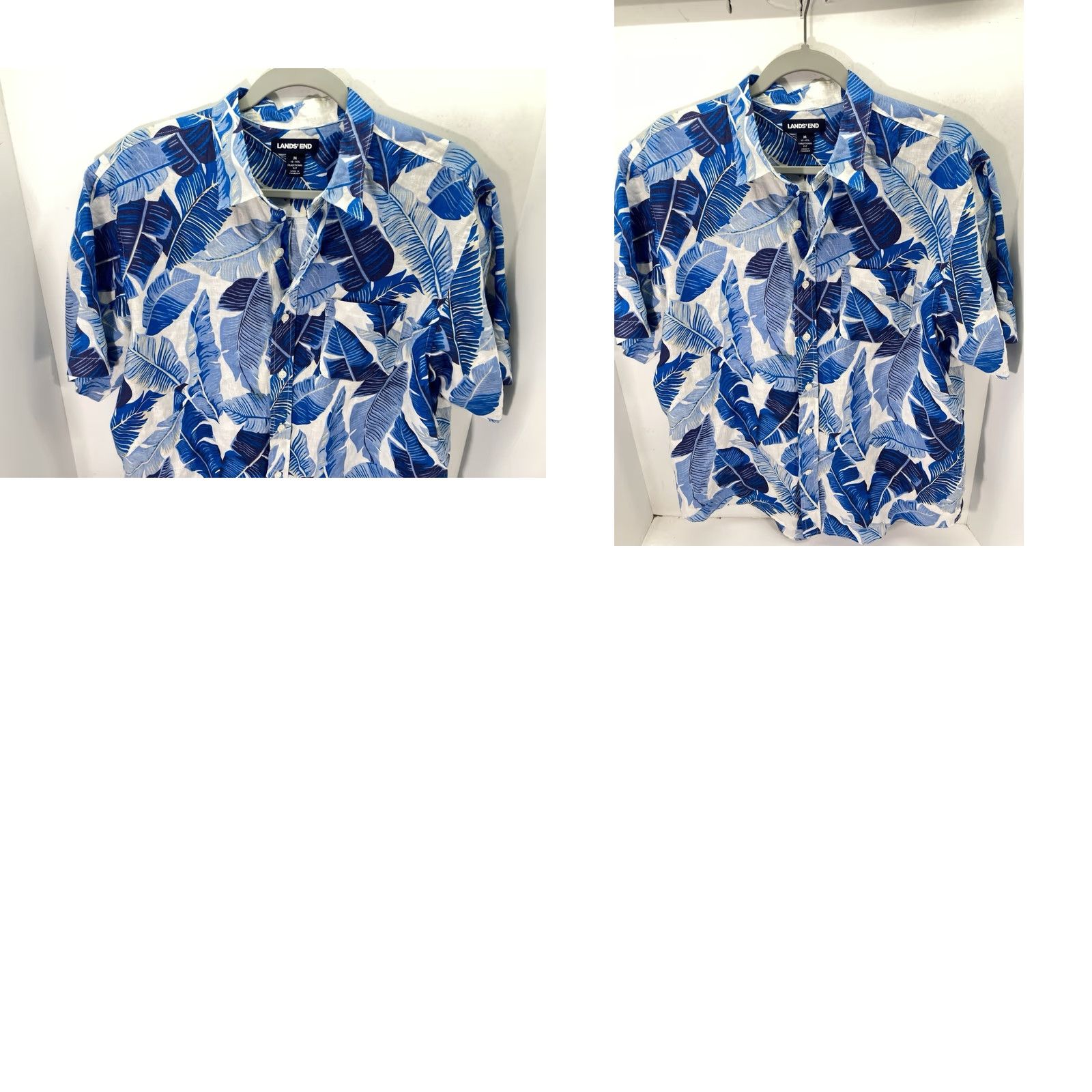 Lands' End Lands' End Linen Cabana Shirt Men M Blue Floral Short Sleeve Button-Up Size US M / EU 48-50 / 2 - 9 Thumbnail