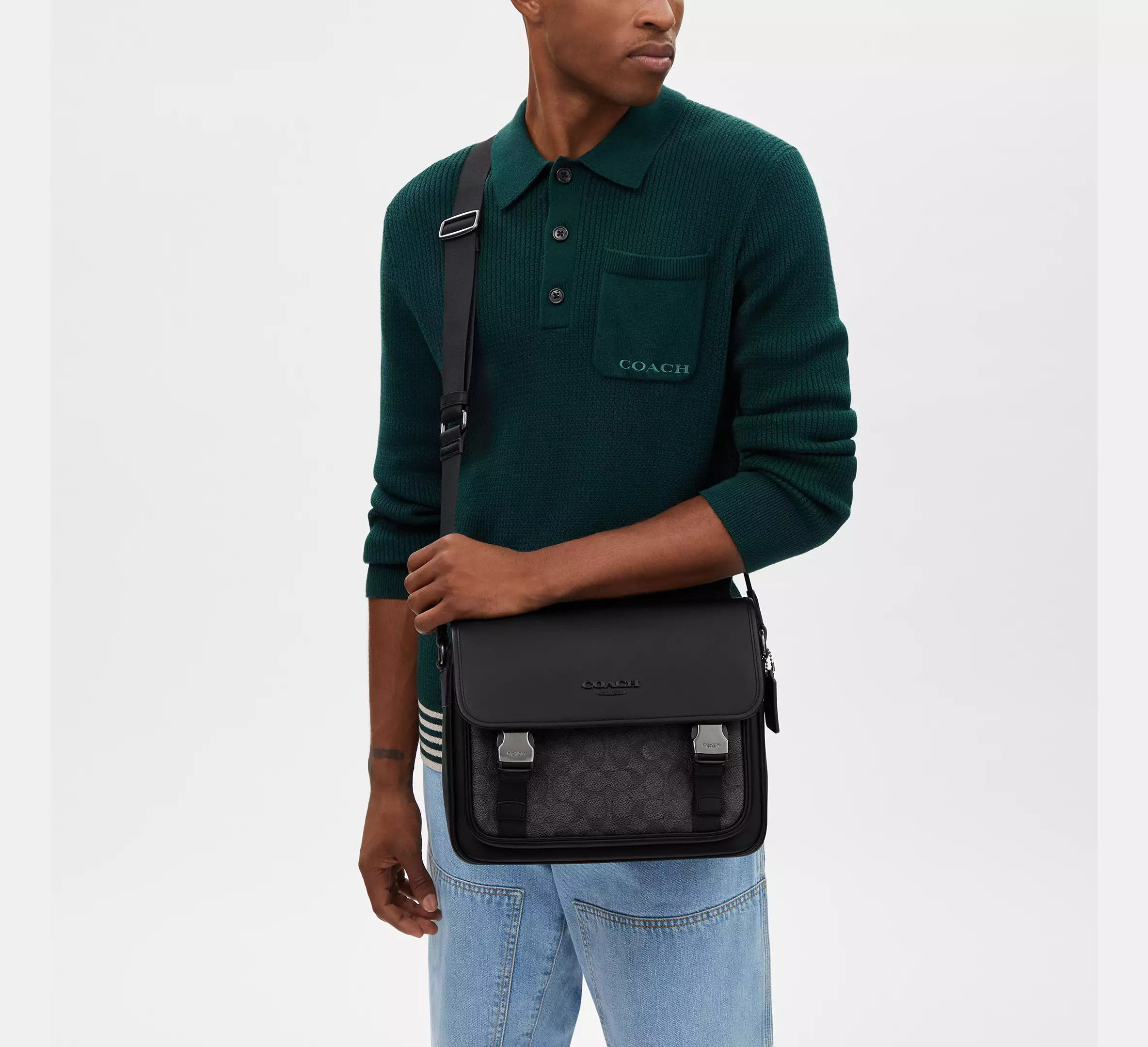 Coach Racer Messenger In Signature Canvas CT716 Size ONE SIZE - 7 Thumbnail