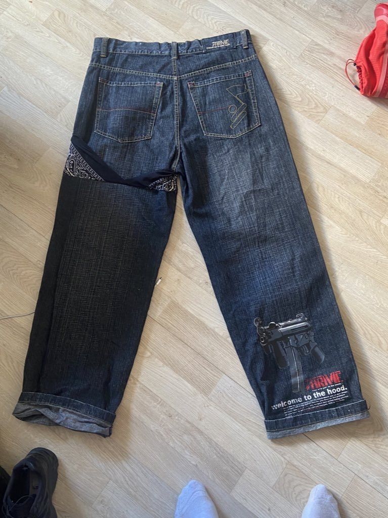 Vintage Ultra Baggy Guns Printed Denim Arme Clothing Size US 38 / EU 54 - 2 Thumbnail