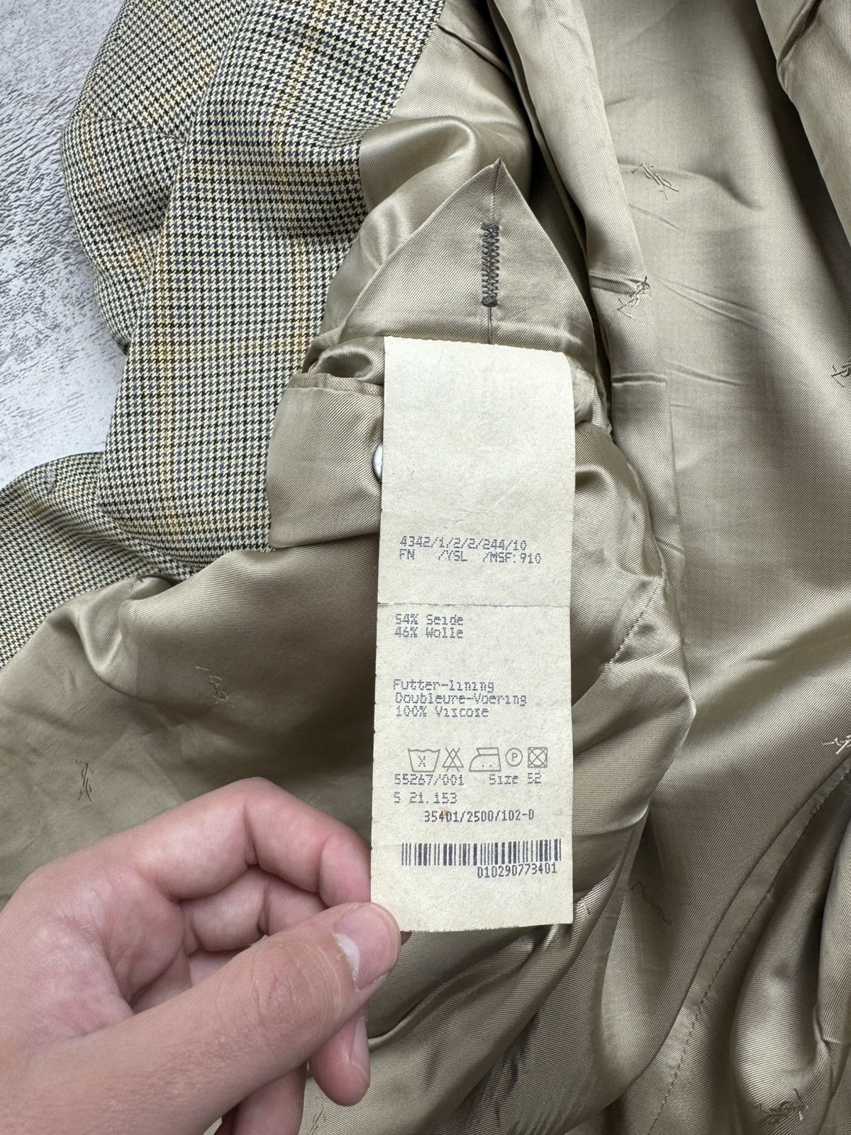 Yves Saint Laurent Yves Saint Laurent YSL Men’s Houndstooth Size 52 Classic Blazer Suit Jacket Size 52R - 11 Thumbnail